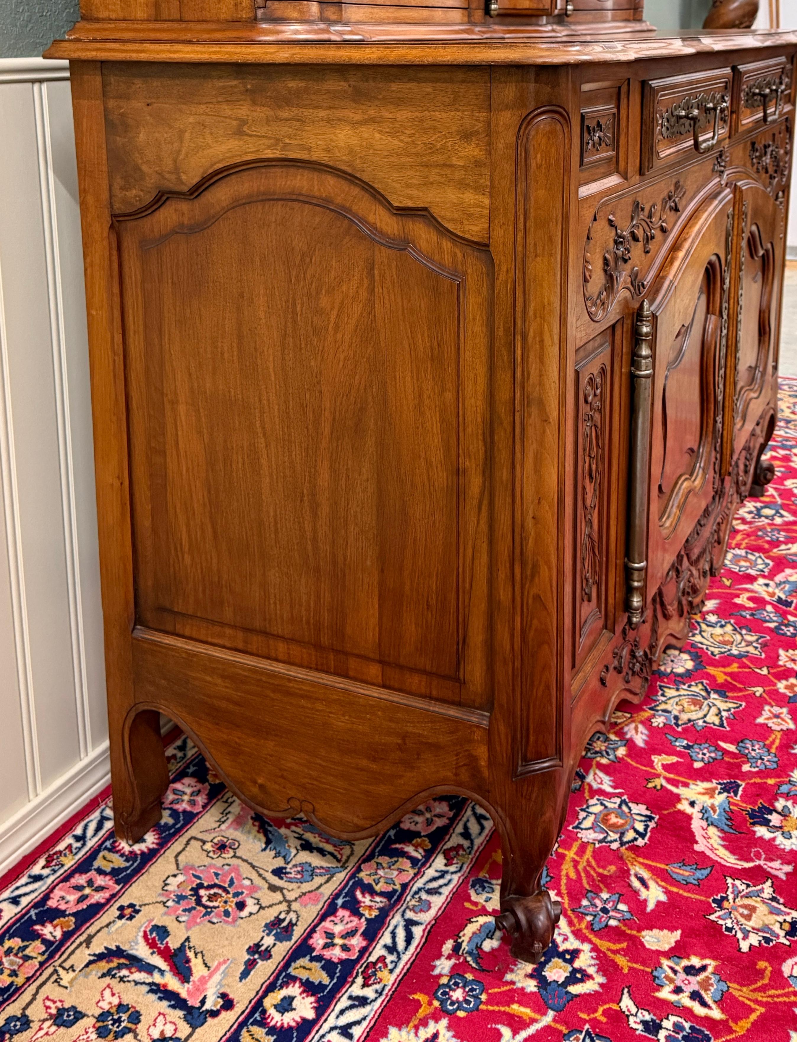 Antique French Buffet Sideboard Server Cupboard Panetiere Highly Carved Oak For Sale 4