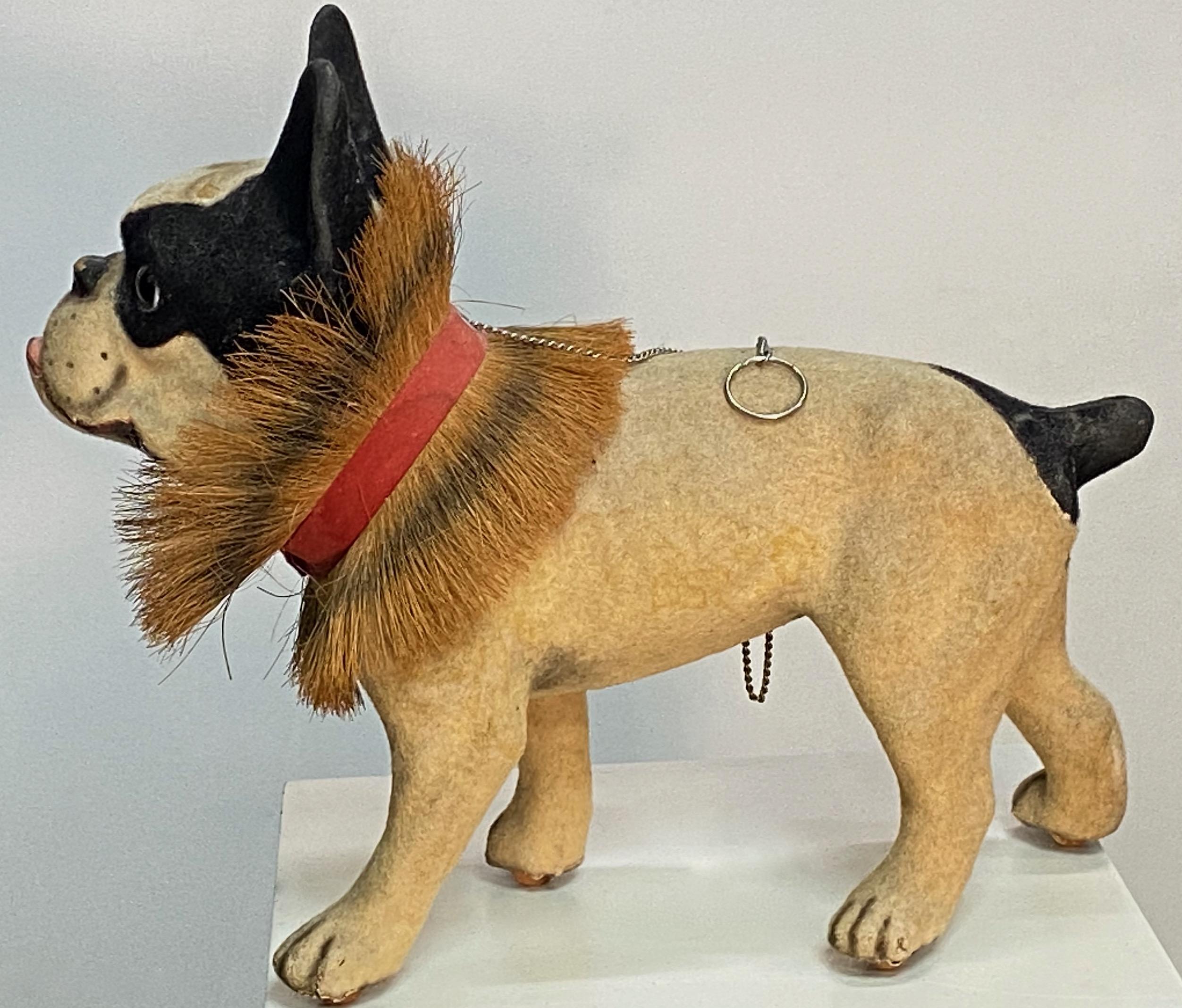 European Antique French Bulldog Dog Growler Pull Toy, 19th Century