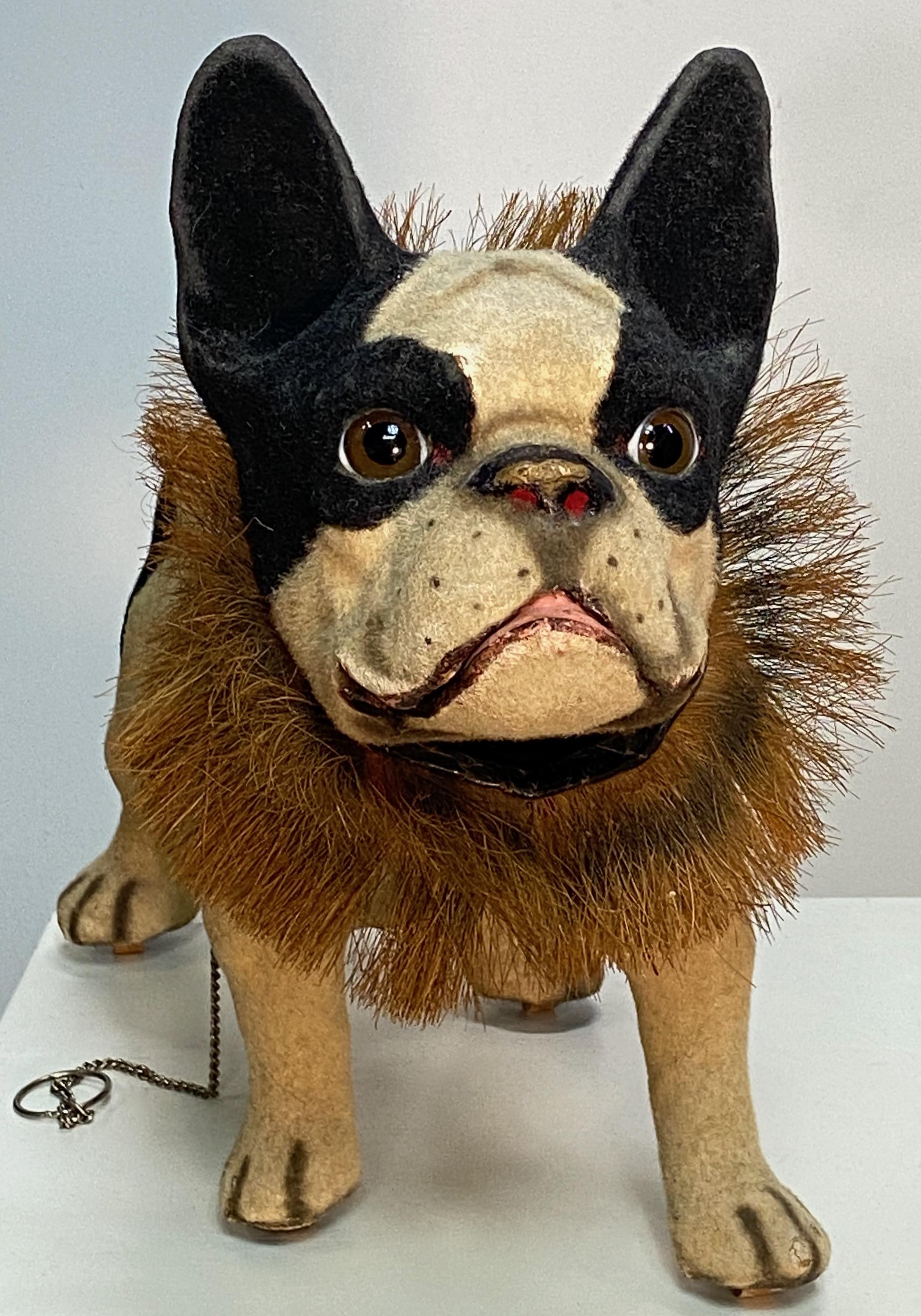 Antique French Bulldog Dog Growler Pull Toy, 19th Century In Good Condition In San Francisco, CA