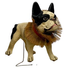 Antique French Bulldog Dog Growler Pull Toy, 19th Century
