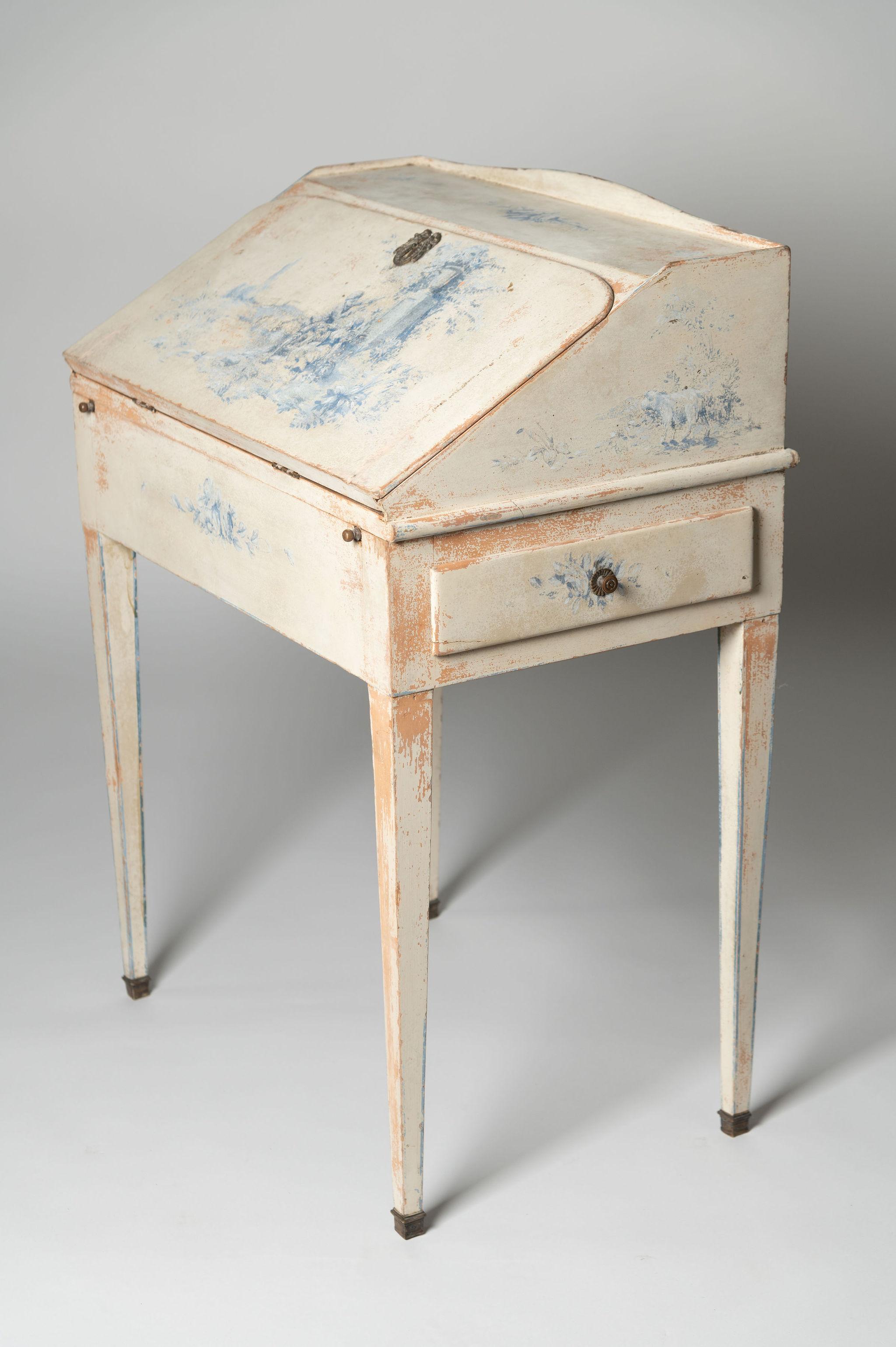 This has to be the most charming small antique French Bureau I have ever found. Original paint, original decoration.