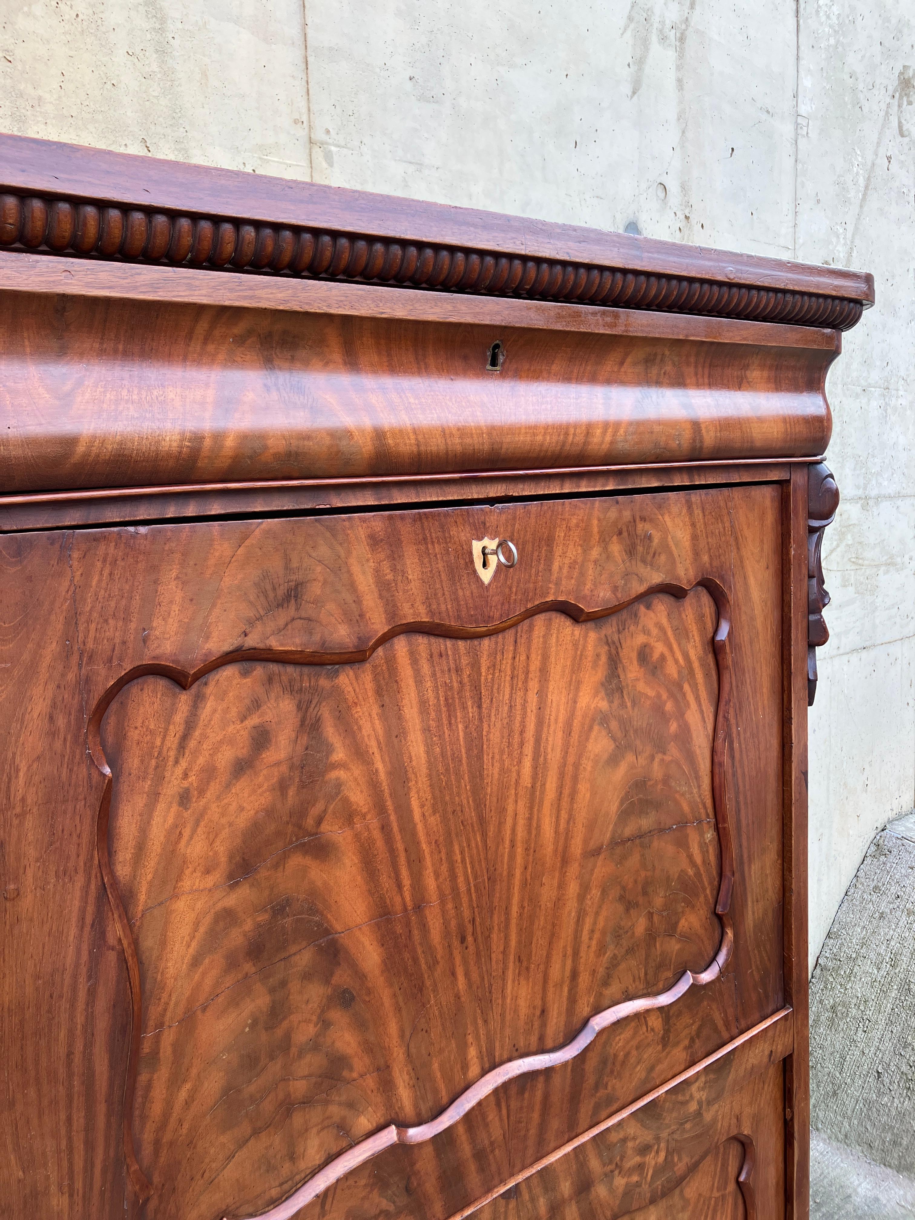 Antique French Secretaire / Bureau en Caoba en venta 4