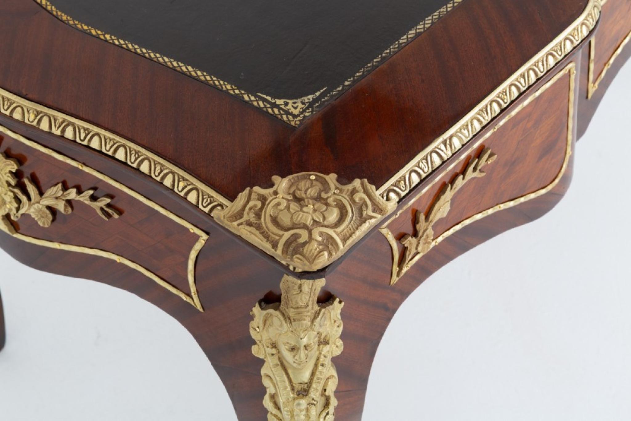Ormolu Antique French Bureau Plat Desk For Sale