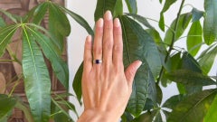 Antique French Burma No Heat Sapphire Diamond 18K Yellow Gold Three Stone Ring
