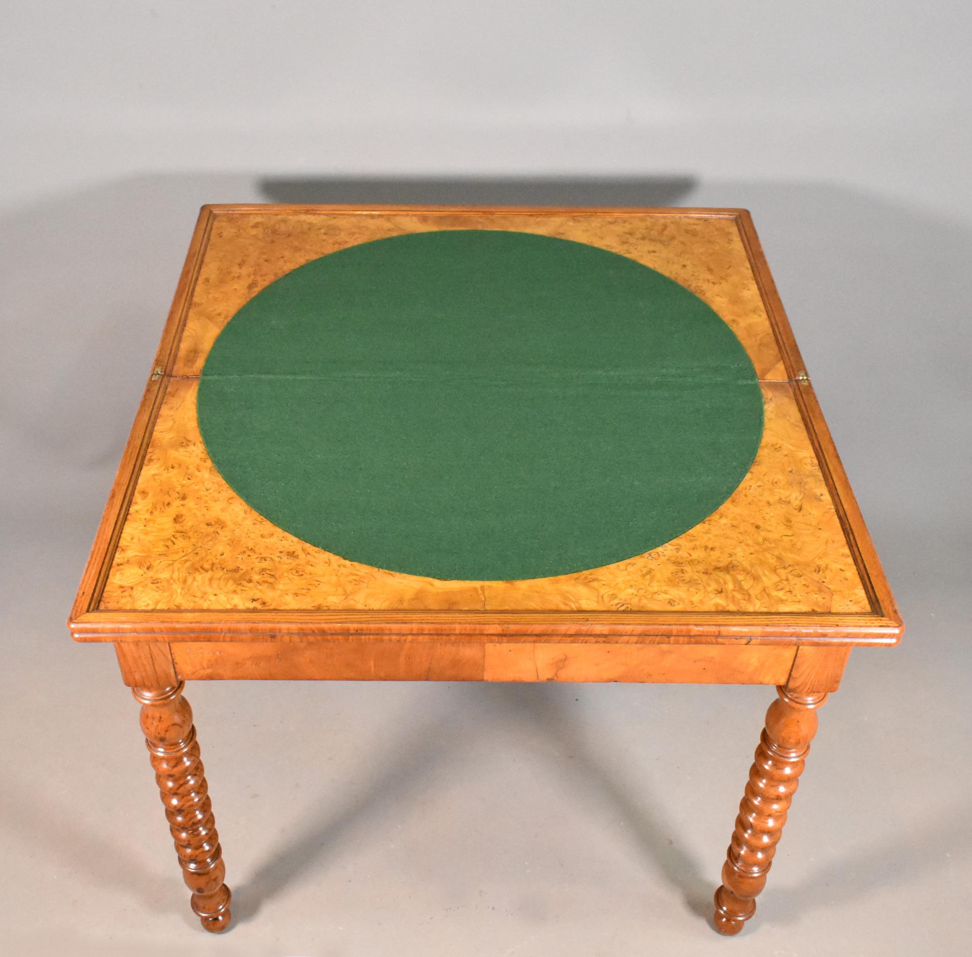 Antique French Burr Elm Folding Games Table, 19th Century 5