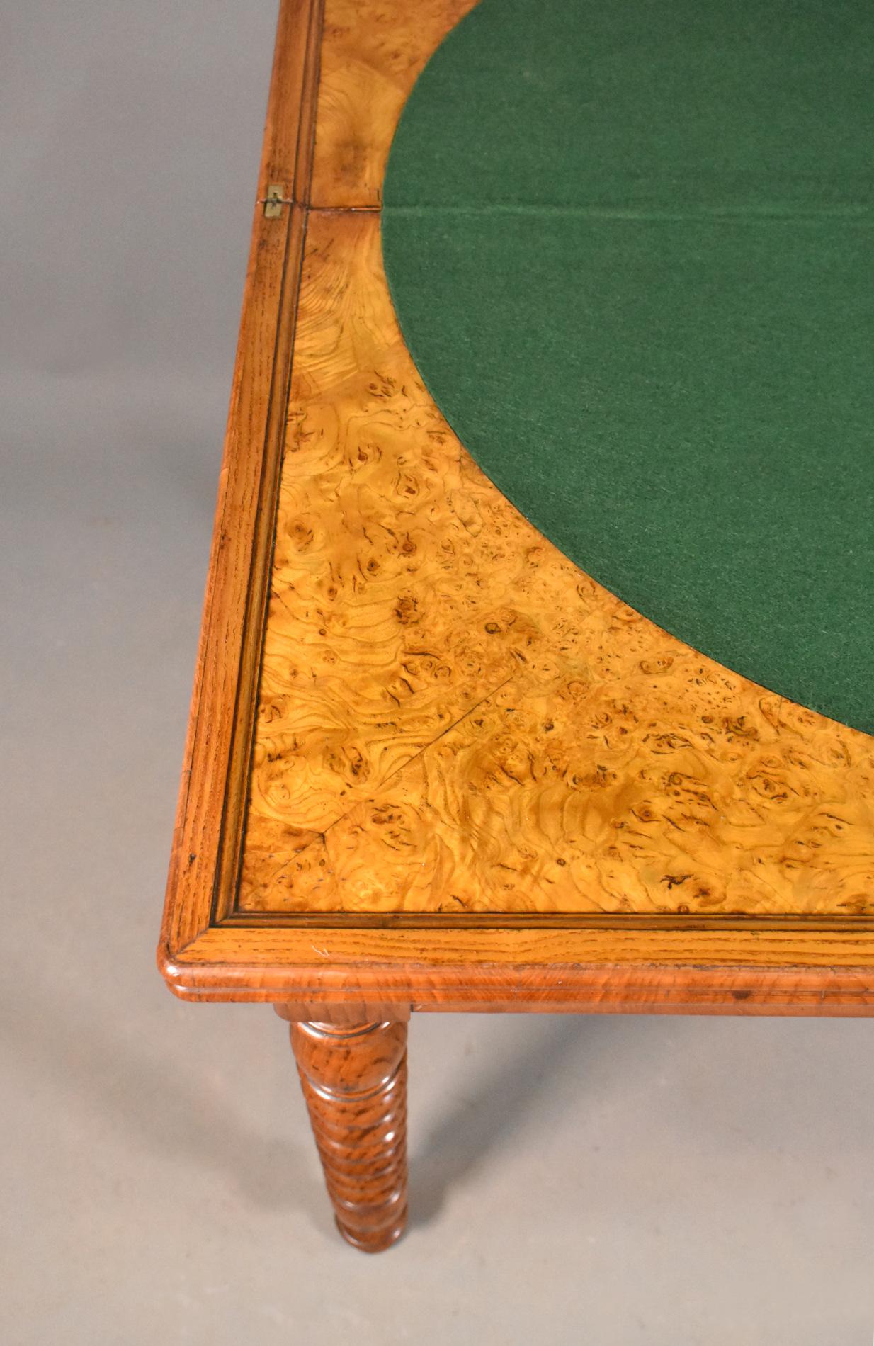 Antique French Burr Elm Folding Games Table, 19th Century 7