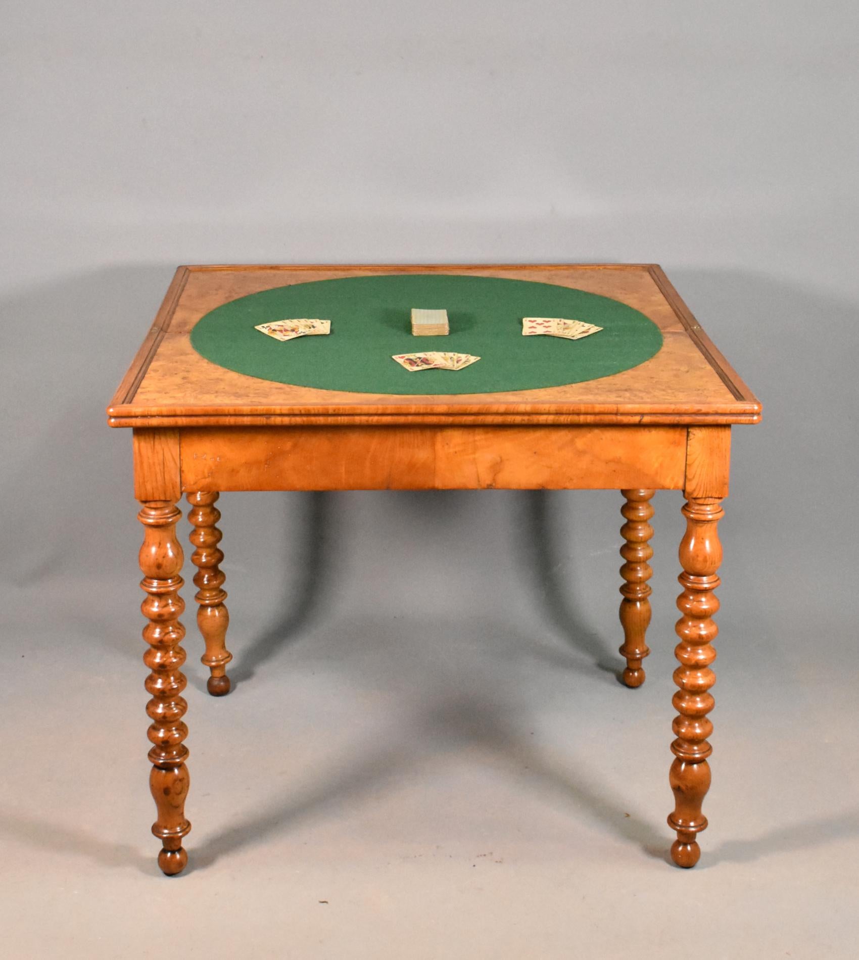 Antique French Burr Elm Folding Games Table, 19th Century 8