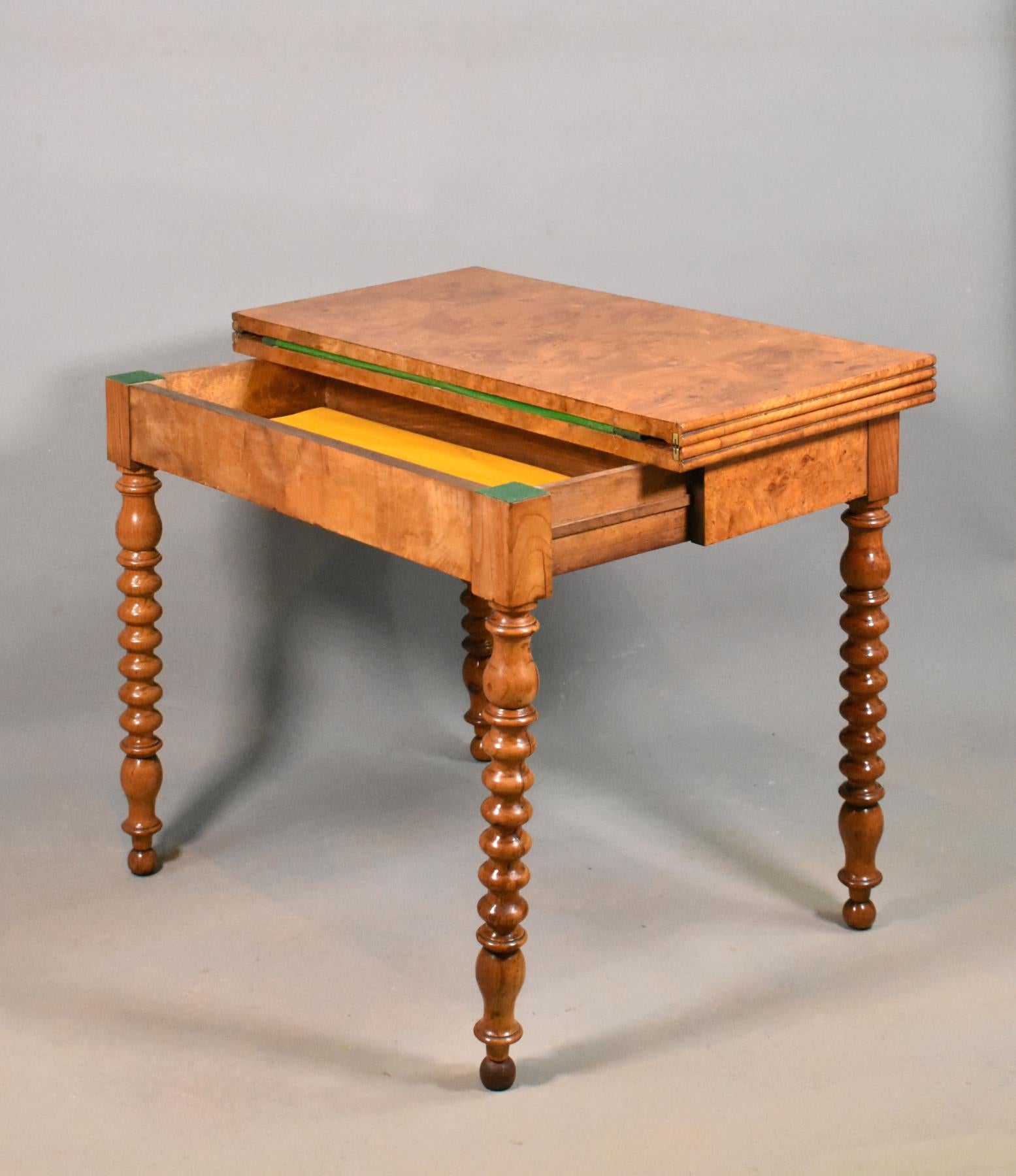 Antique French Burr Elm Folding Games Table, 19th Century 3