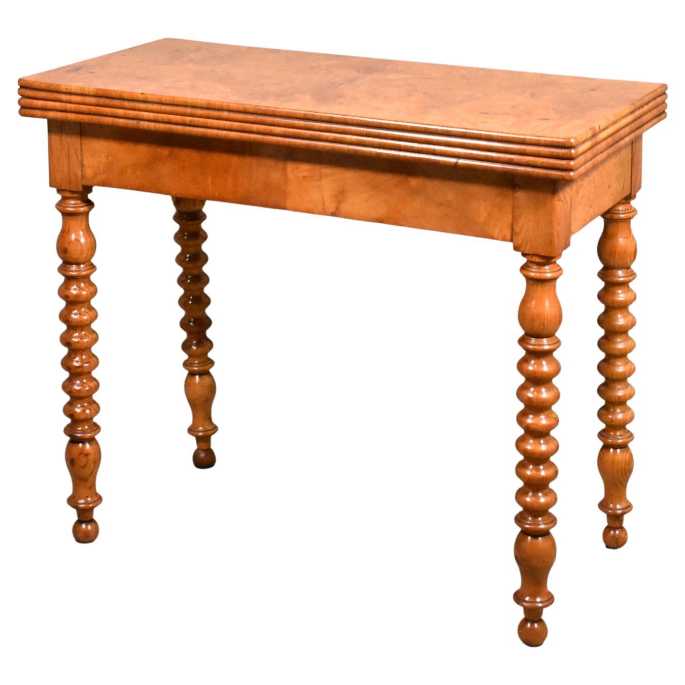 Antique French Burr Elm Folding Games Table, 19th Century