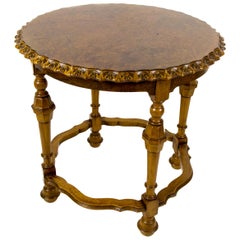 Table basse française d'antiquités en ronce de noyer, vers 1920
