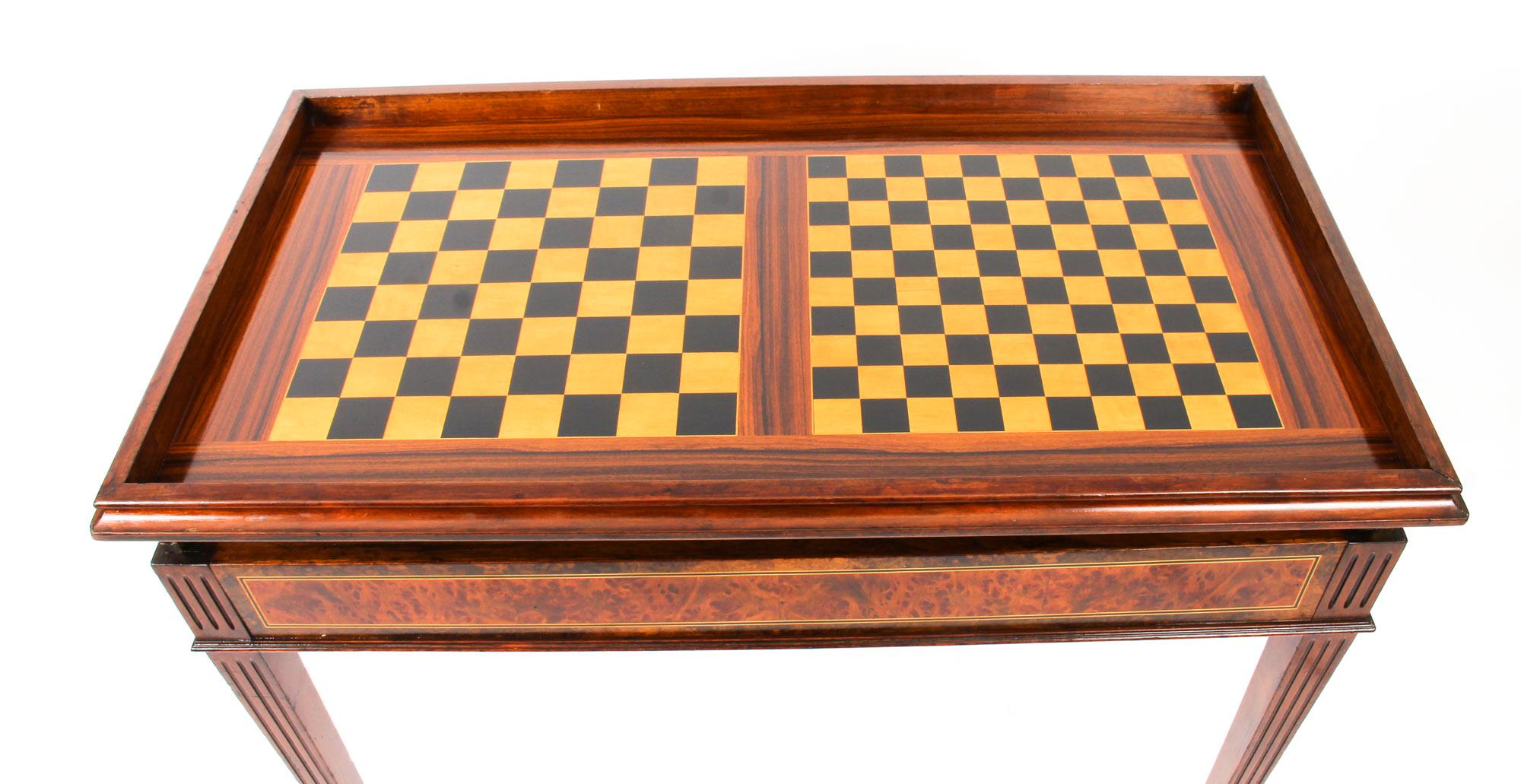Antique French Burr Walnut Games Roulette Table, 19th Century 11
