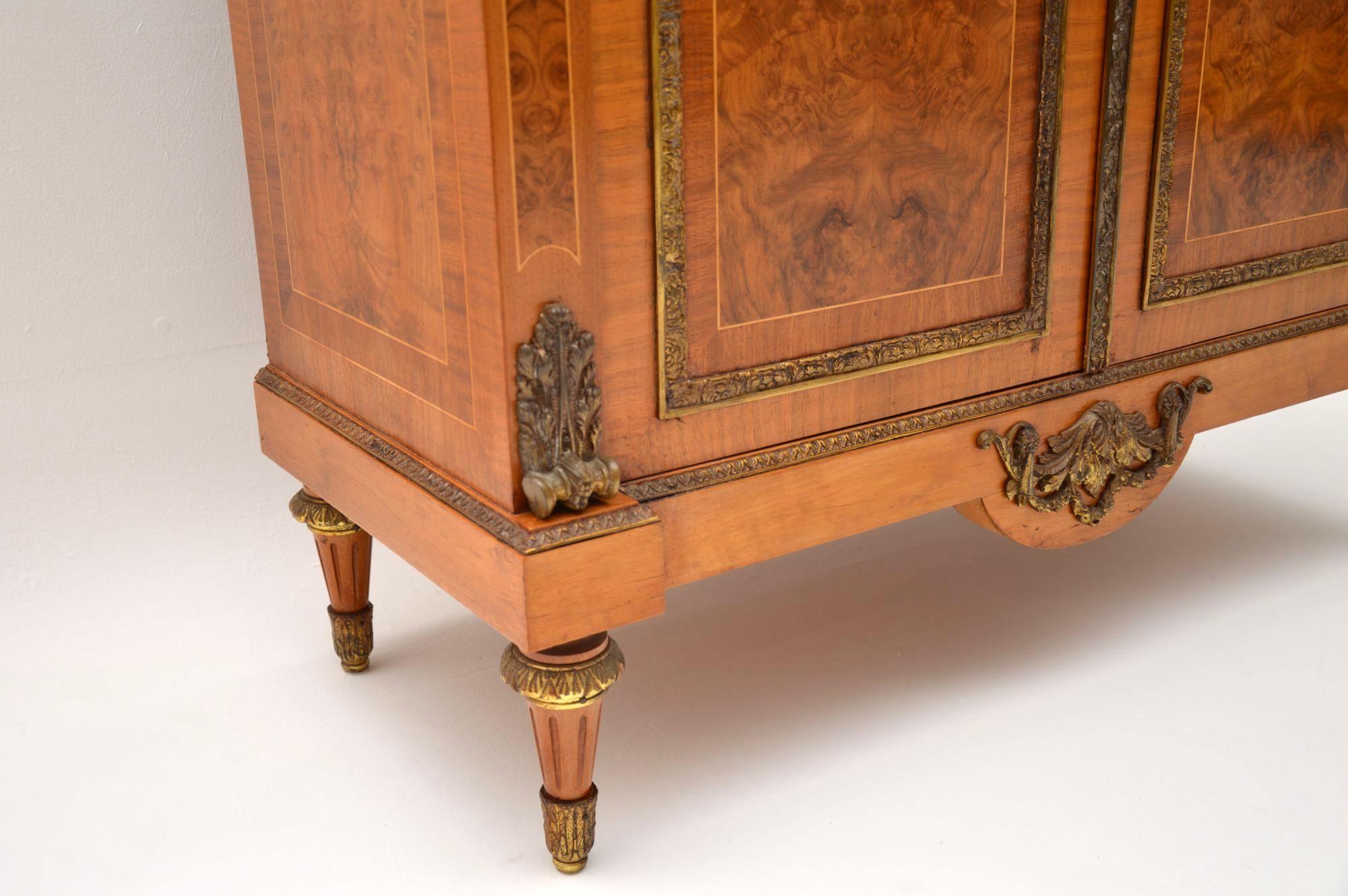 Antique French Burr Walnut Marble Top Cabinet 2