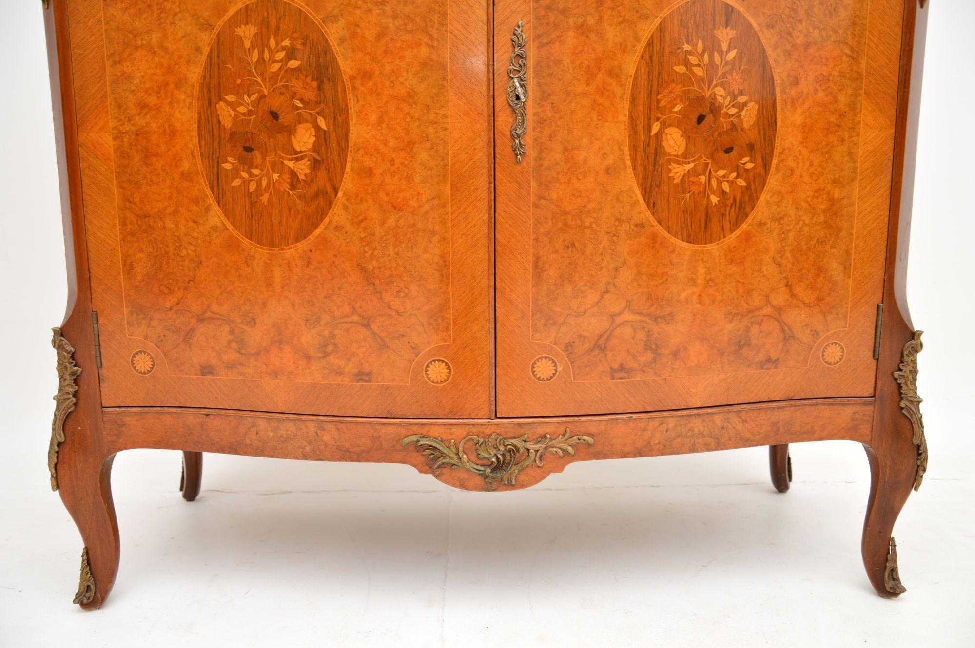 Antique French Burr Walnut Marble Top Cabinet For Sale 7