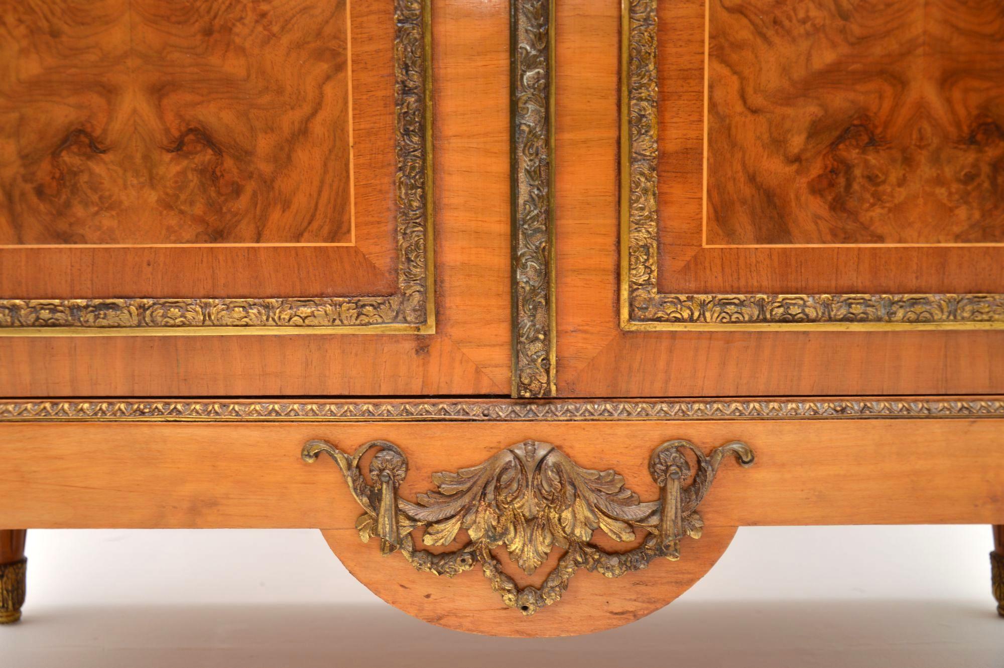 Antique French Burr Walnut Marble Top Cabinet 1