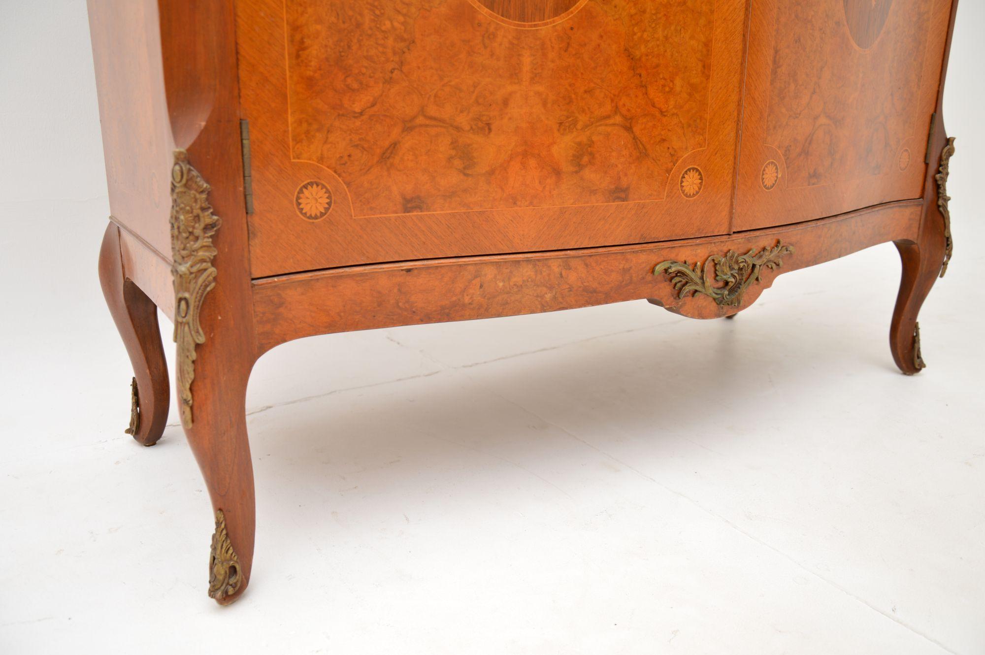 Antique French Burr Walnut Marble Top Cabinet For Sale 6