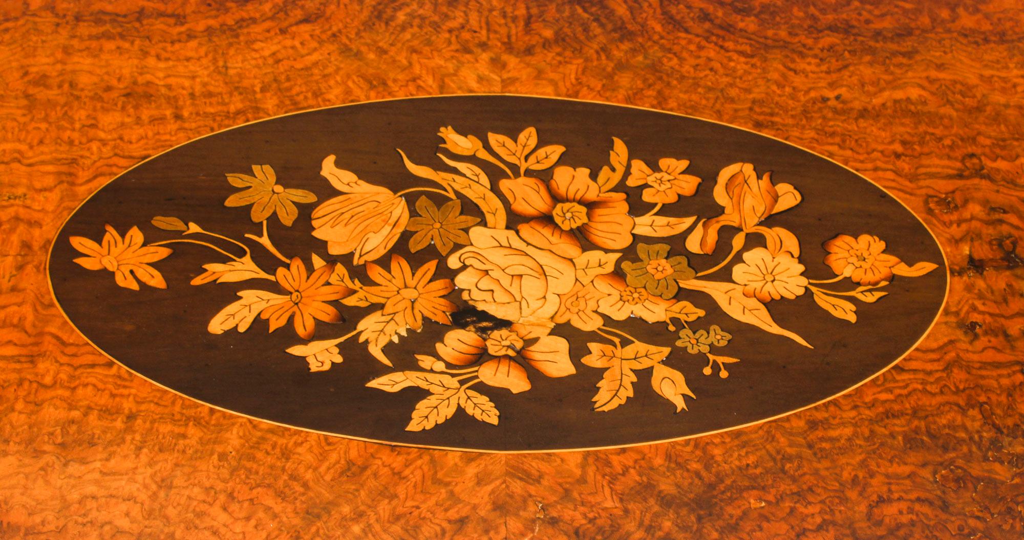 Late 19th Century Antique French Burr Walnut Marquetry Card and Chess Table, 19th Century