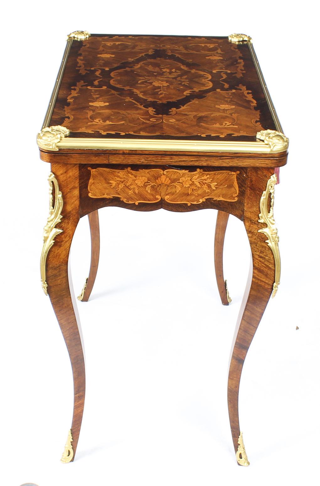 Antique French Burr Walnut Marquetry Card / Writing / Dressing Table 19th C For Sale 6