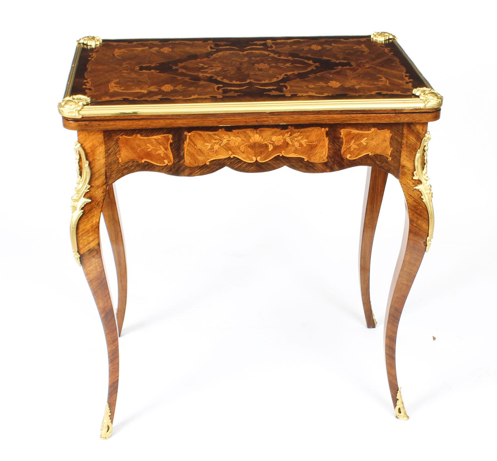 Antique French Burr Walnut Marquetry Card / Writing / Dressing Table 19th C For Sale 7