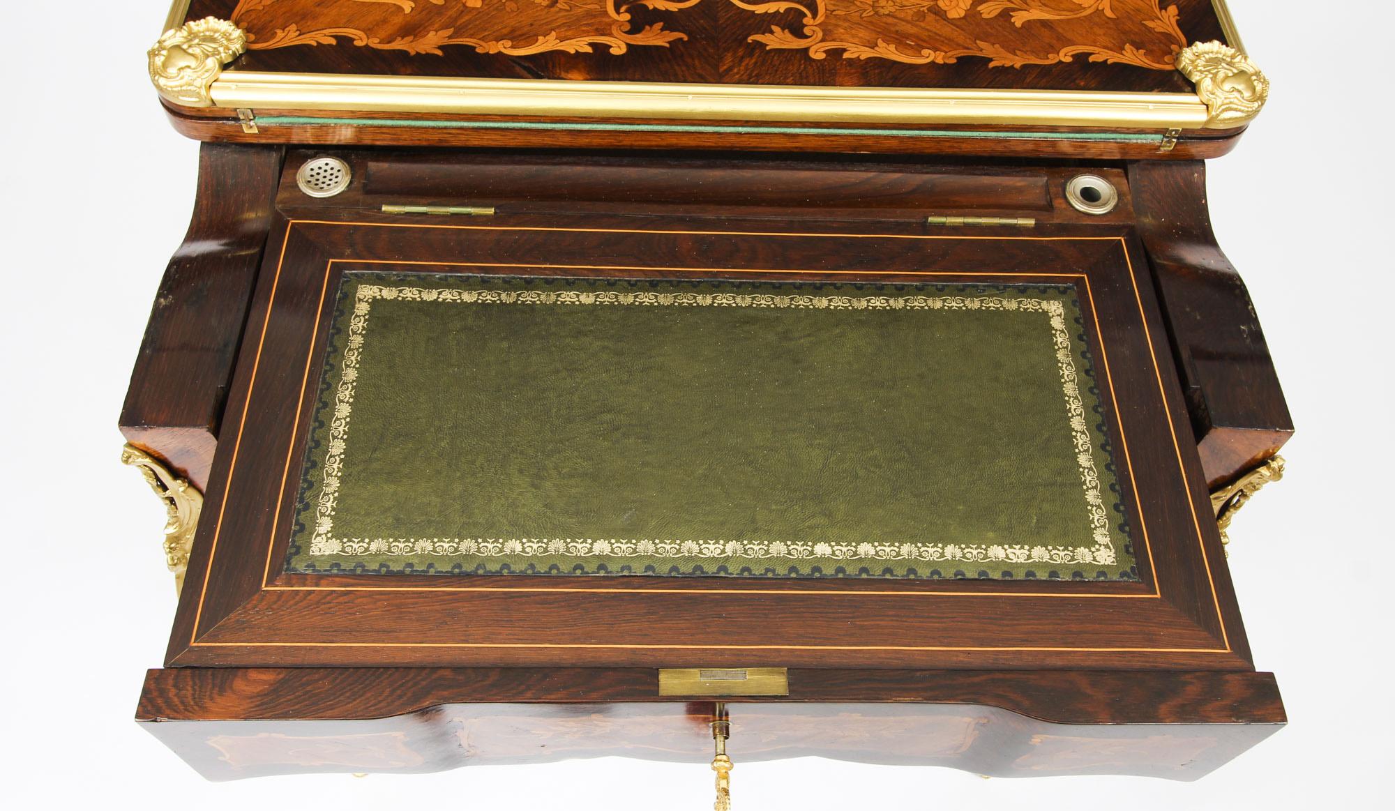 Antique French Burr Walnut Marquetry Card / Writing / Dressing Table 19th C For Sale 10