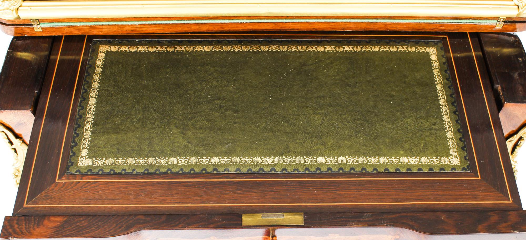 Antique French Burr Walnut Marquetry Card / Writing / Dressing Table 19th C For Sale 15