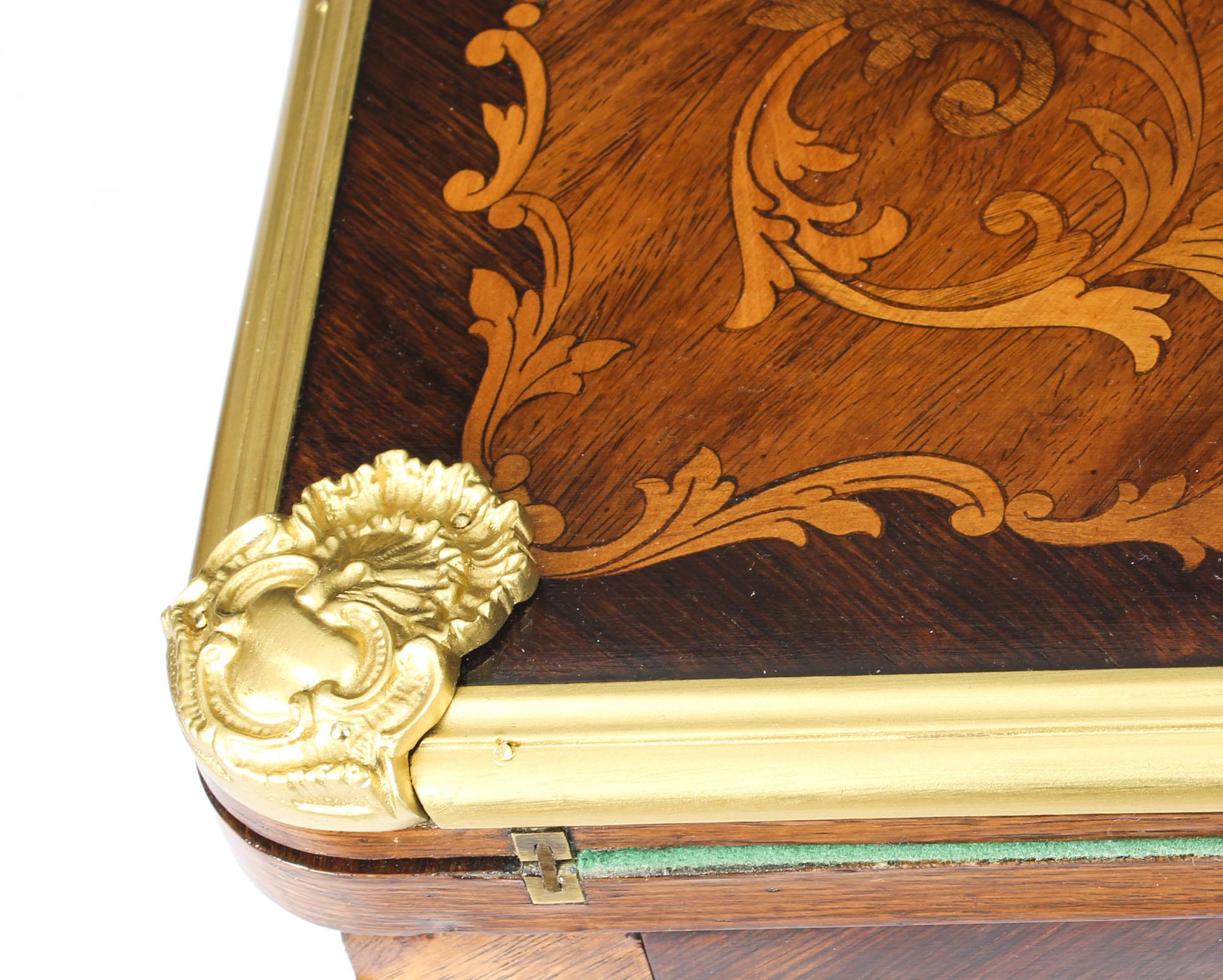 Antique French Burr Walnut Marquetry Card / Writing / Dressing Table 19th C For Sale 1