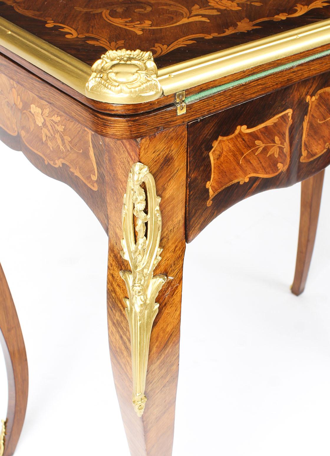 Antique French Burr Walnut Marquetry Card / Writing / Dressing Table 19th C For Sale 4