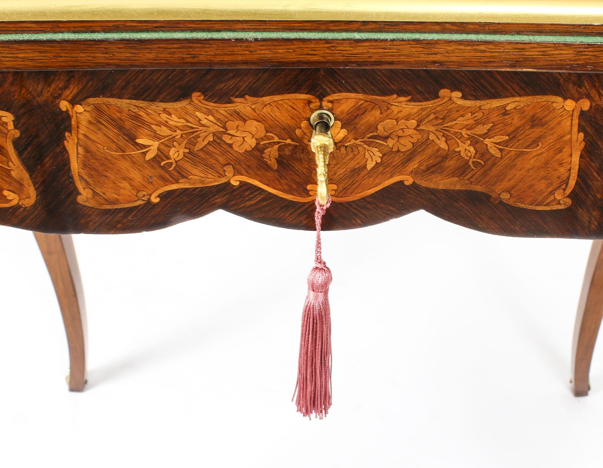 Antique French Burr Walnut Marquetry Card / Writing / Dressing Table 19th C For Sale 5