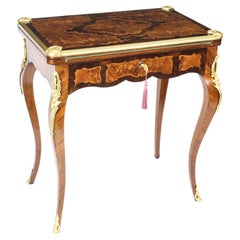 Antique French Burr Walnut Marquetry Card / Writing / Dressing Table 19th C