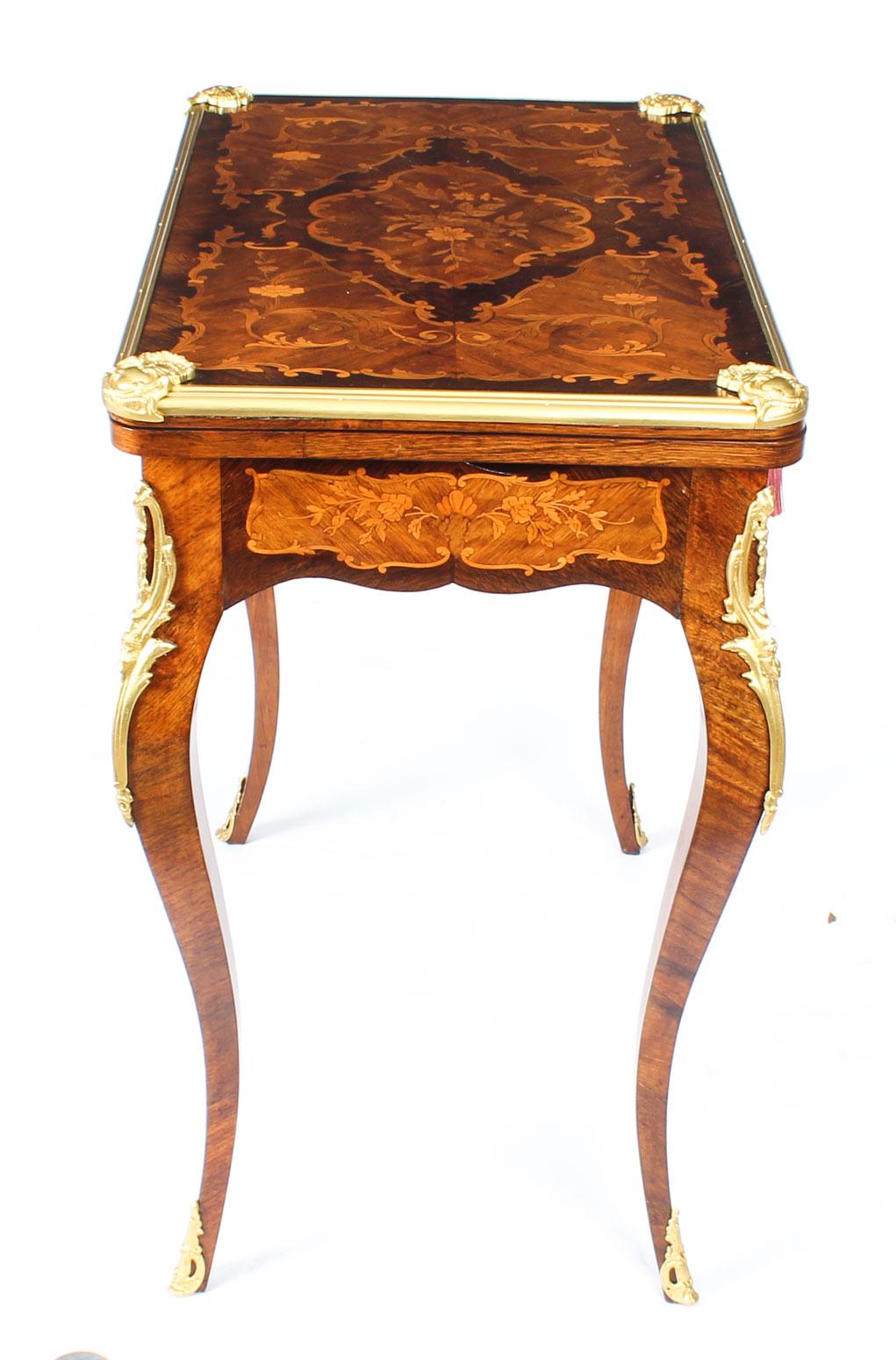 Antique French Burr Walnut Marquetry Card / Writing Table, 19th Century 6
