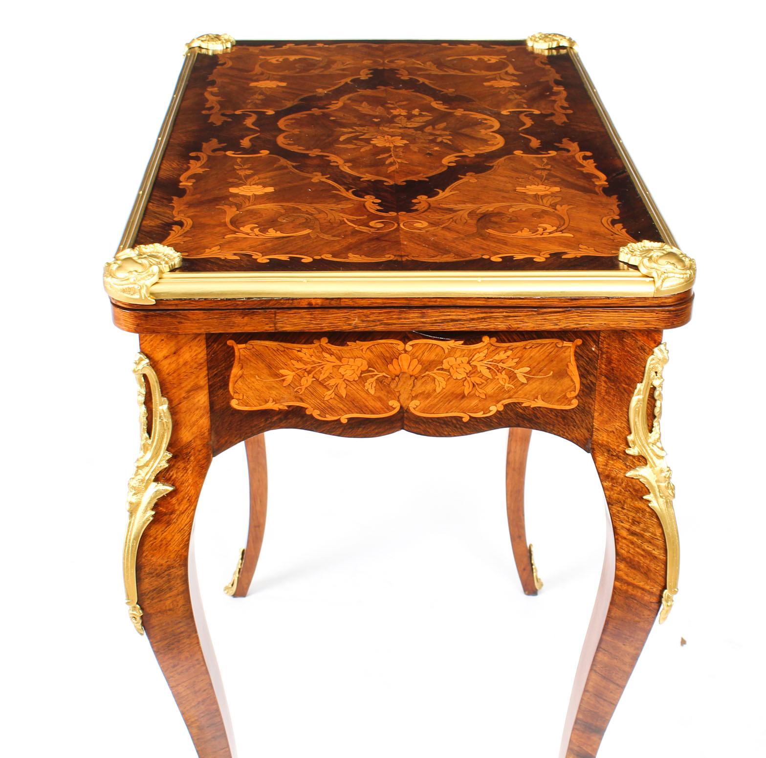 Antique French Burr Walnut Marquetry Card / Writing Table, 19th Century 7