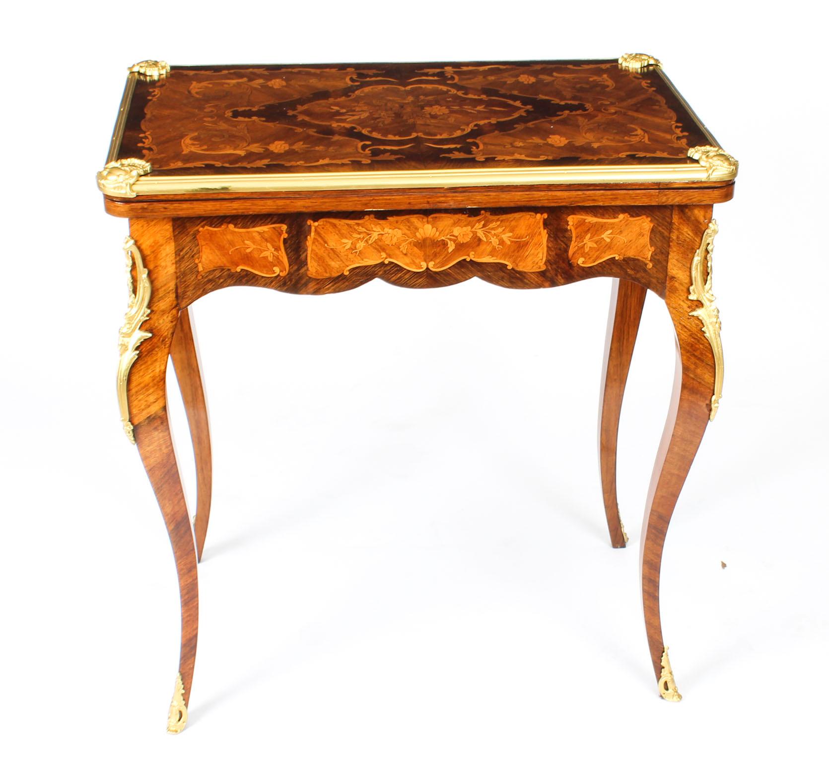 Antique French Burr Walnut Marquetry Card / Writing Table, 19th Century 8