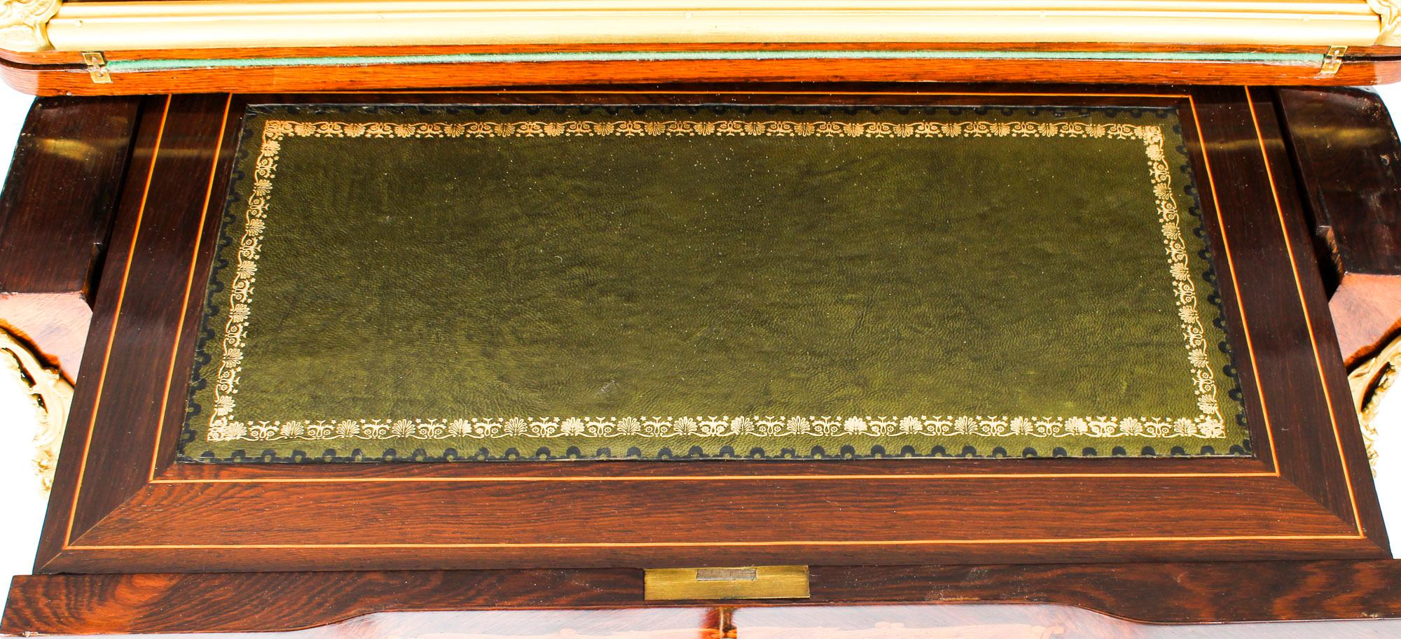 Antique French Burr Walnut Marquetry Card / Writing Table, 19th Century 13