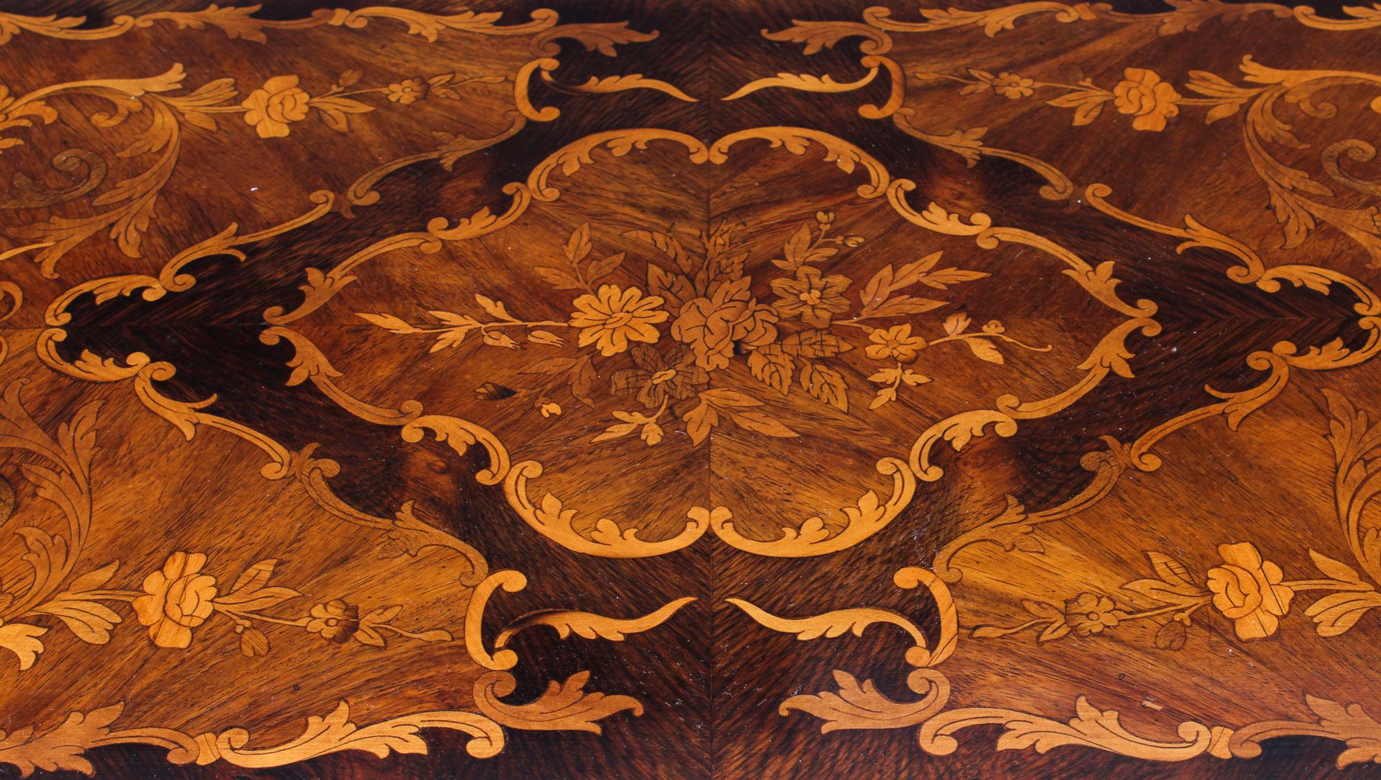 Late 19th Century Antique French Burr Walnut Marquetry Card / Writing Table, 19th Century