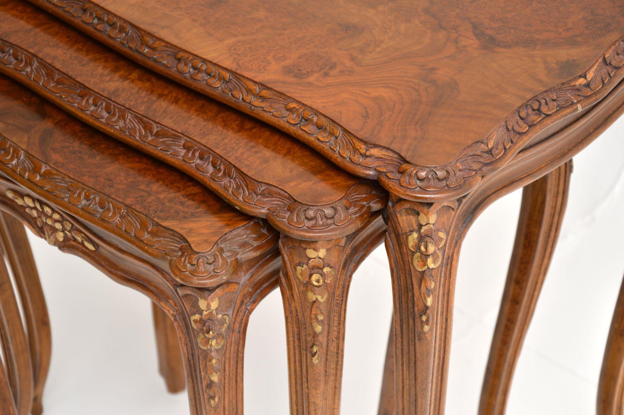 Antique French Burr Walnut Nest of Tables For Sale 6