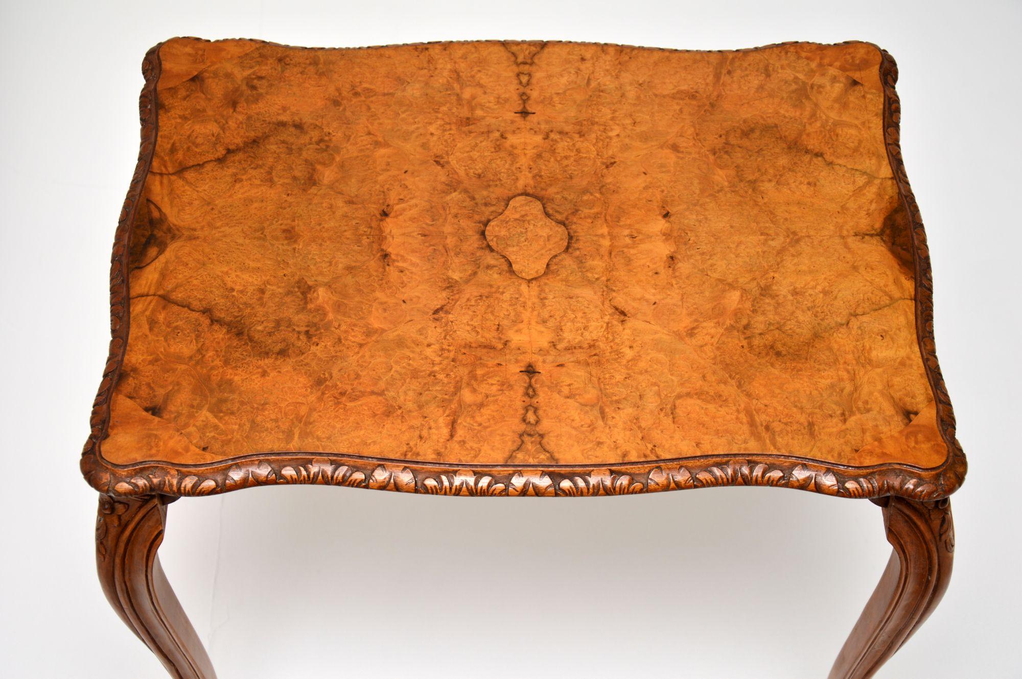 Early 20th Century Antique French Burr Walnut Nest of Tables