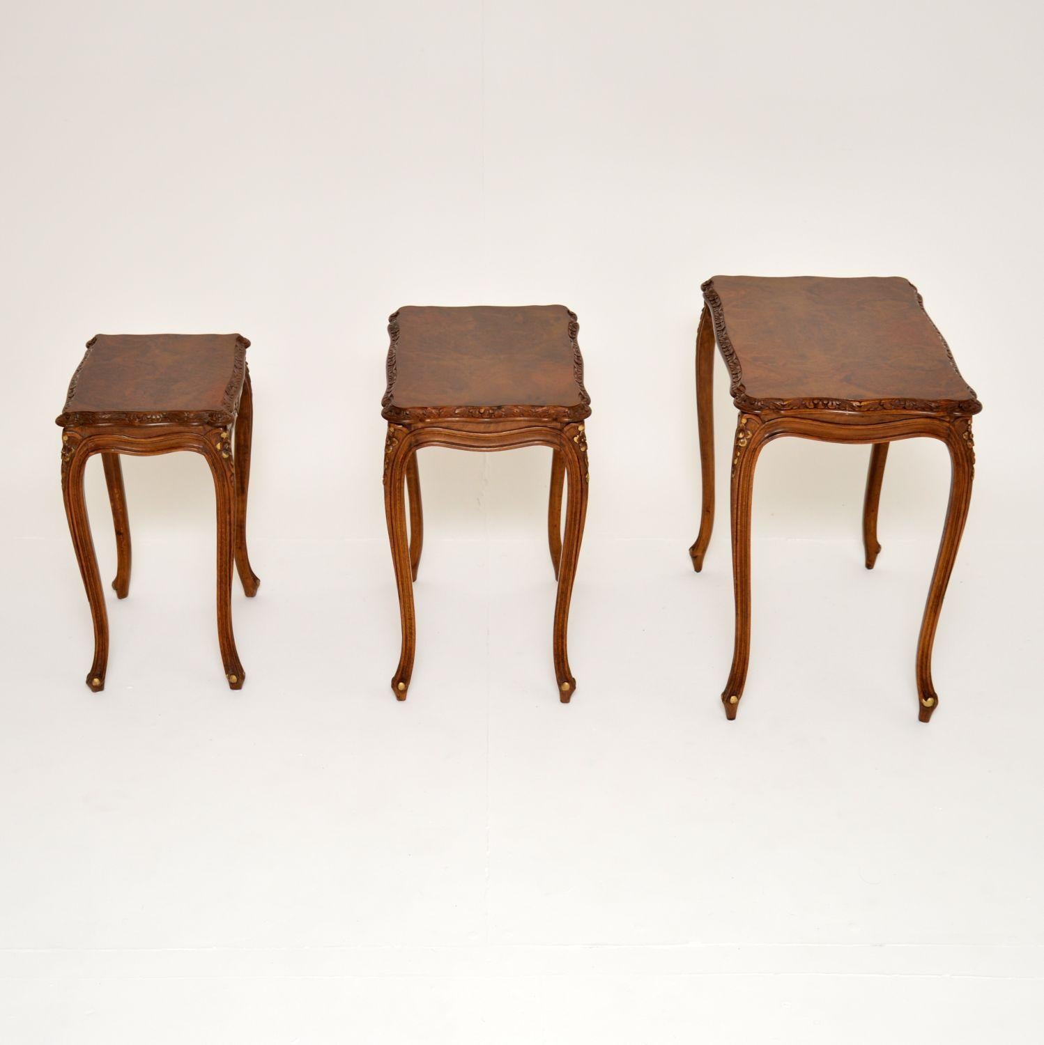 Mid-20th Century Antique French Burr Walnut Nest of Tables For Sale