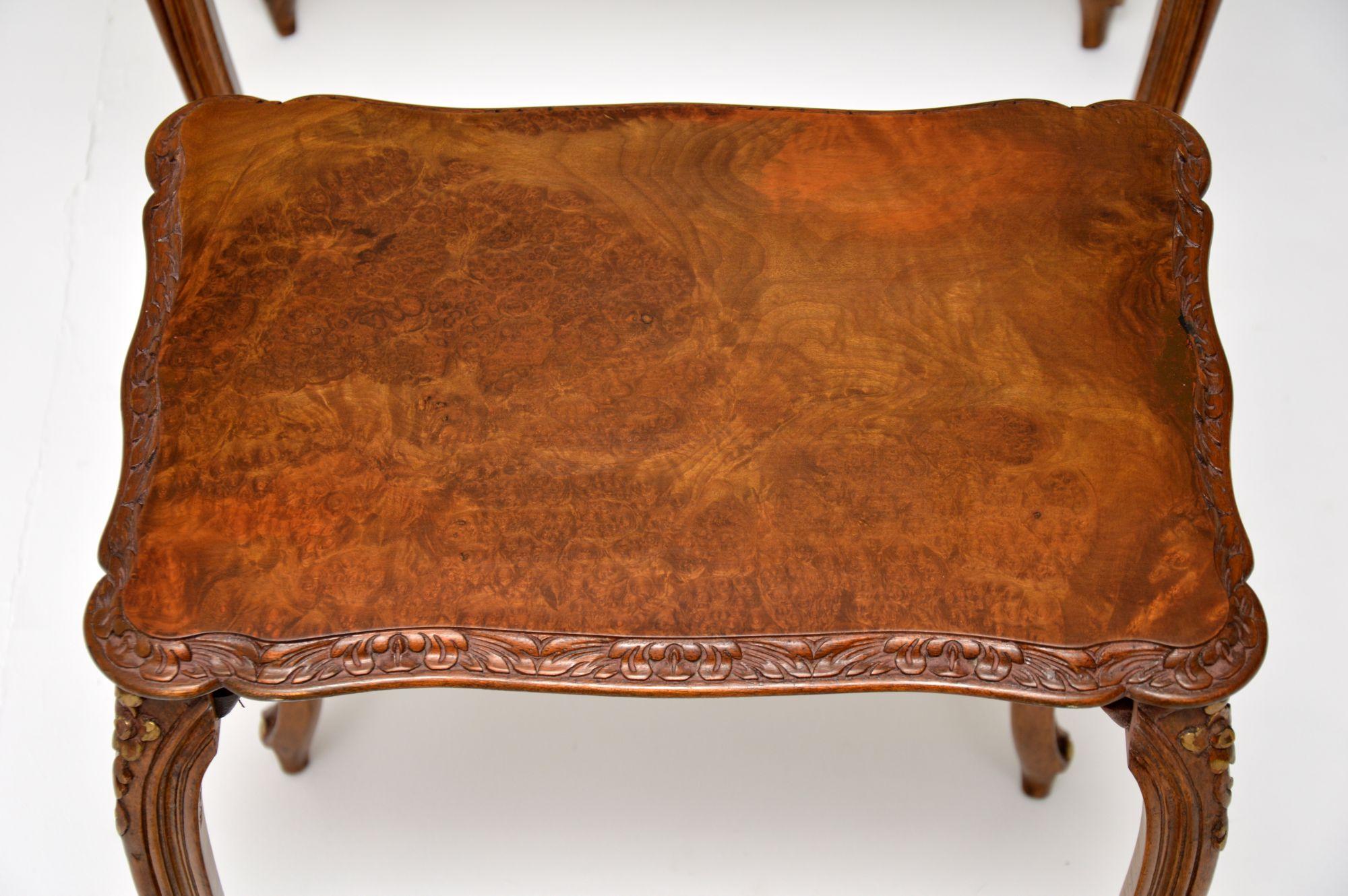 Antique French Burr Walnut Nest of Tables For Sale 3