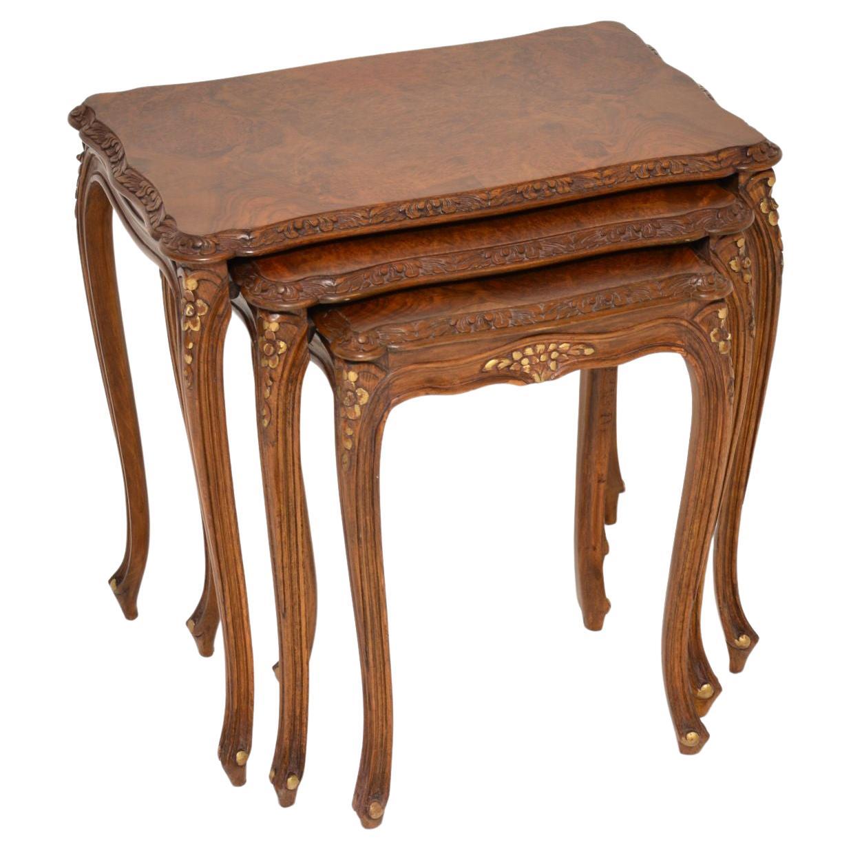 Antique French Burr Walnut Nest of Tables