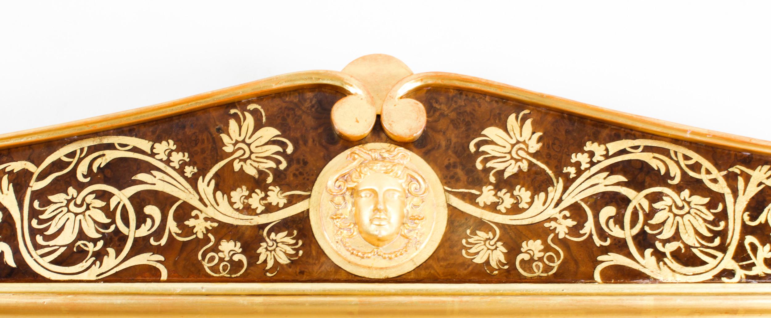 Français Antique Parcel en ronce de noyer doré Miroir 19ème siècle en vente