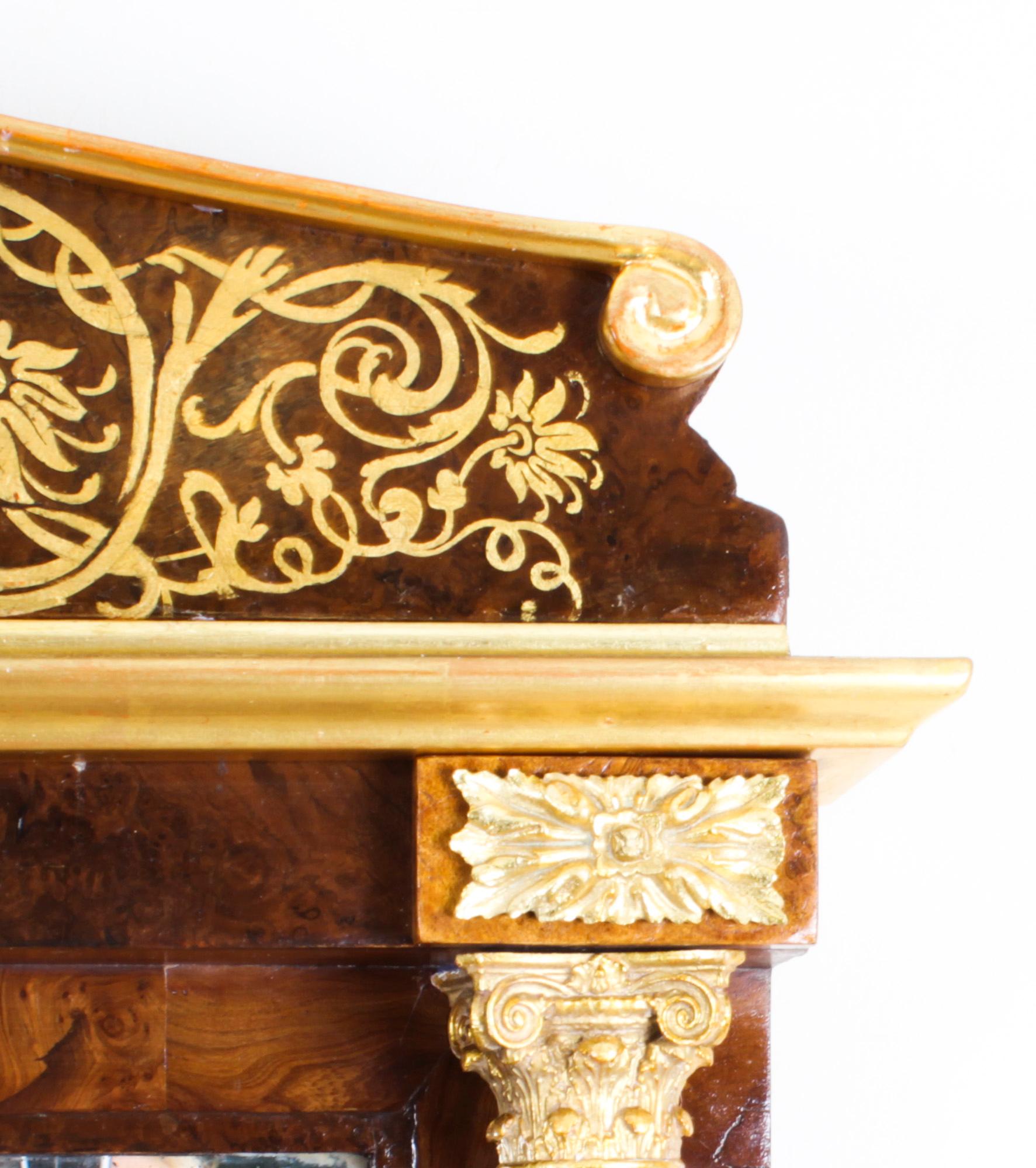 Antique Parcel en ronce de noyer doré Miroir 19ème siècle en vente 1