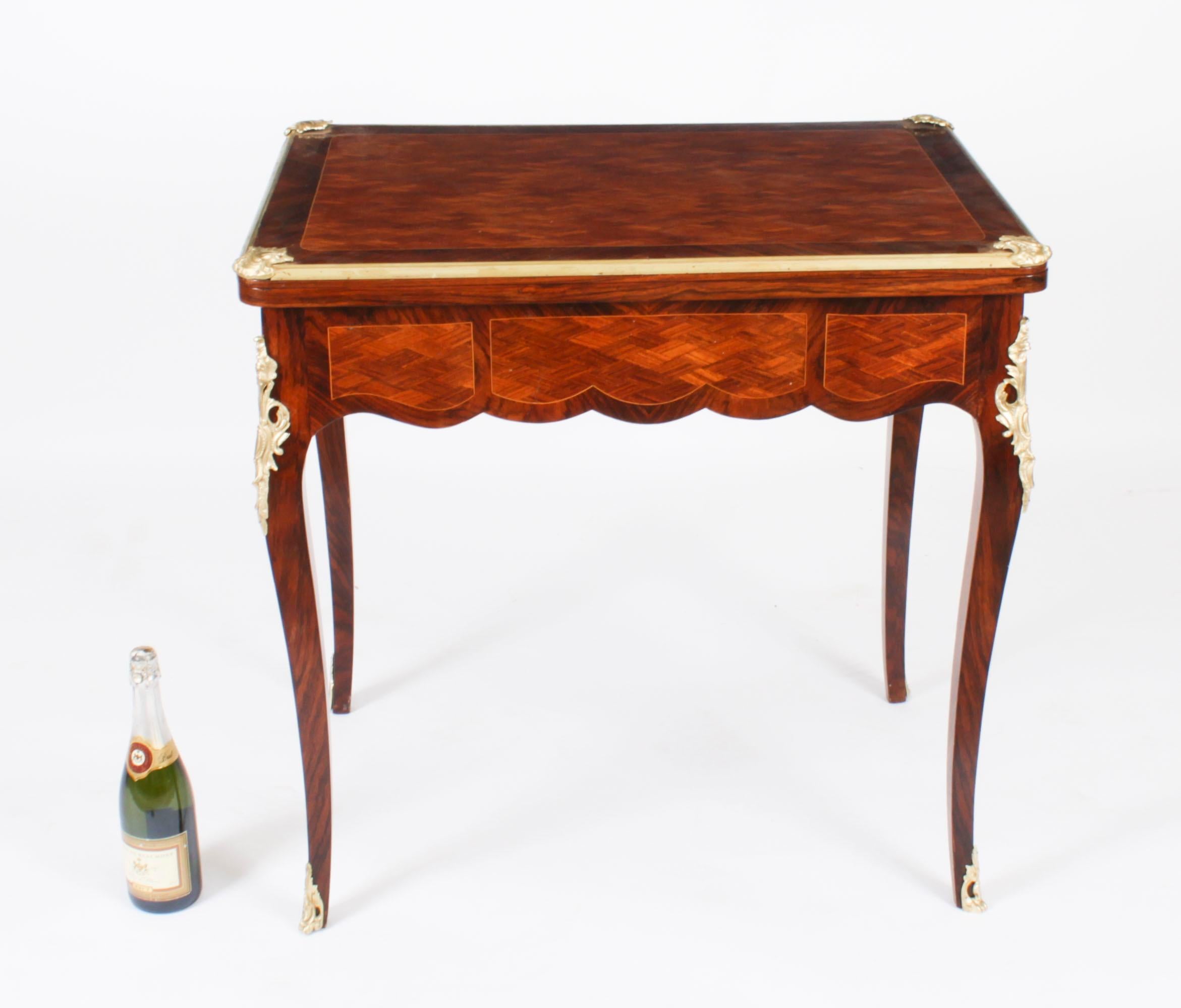 Antique French Burr Walnut Parquetry Card Backgammon Table 19th Century For Sale 12