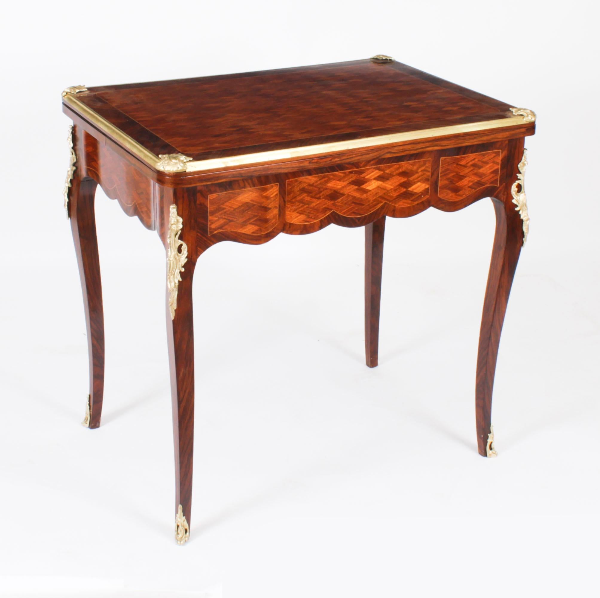 Antique French Burr Walnut Parquetry Card Backgammon Table 19th Century For Sale 13