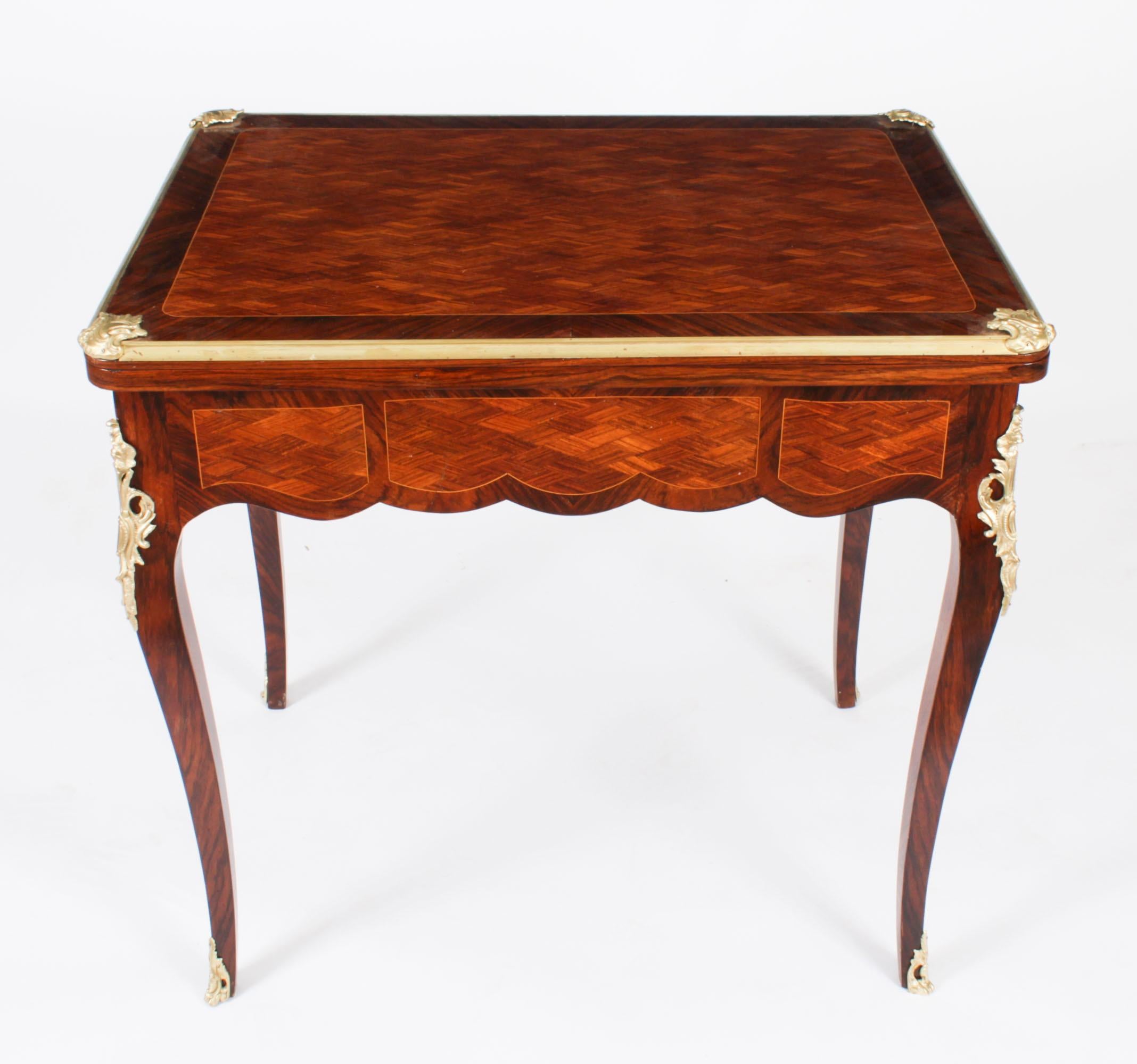 Antique French Burr Walnut Parquetry Card Backgammon Table 19th Century In Good Condition For Sale In London, GB