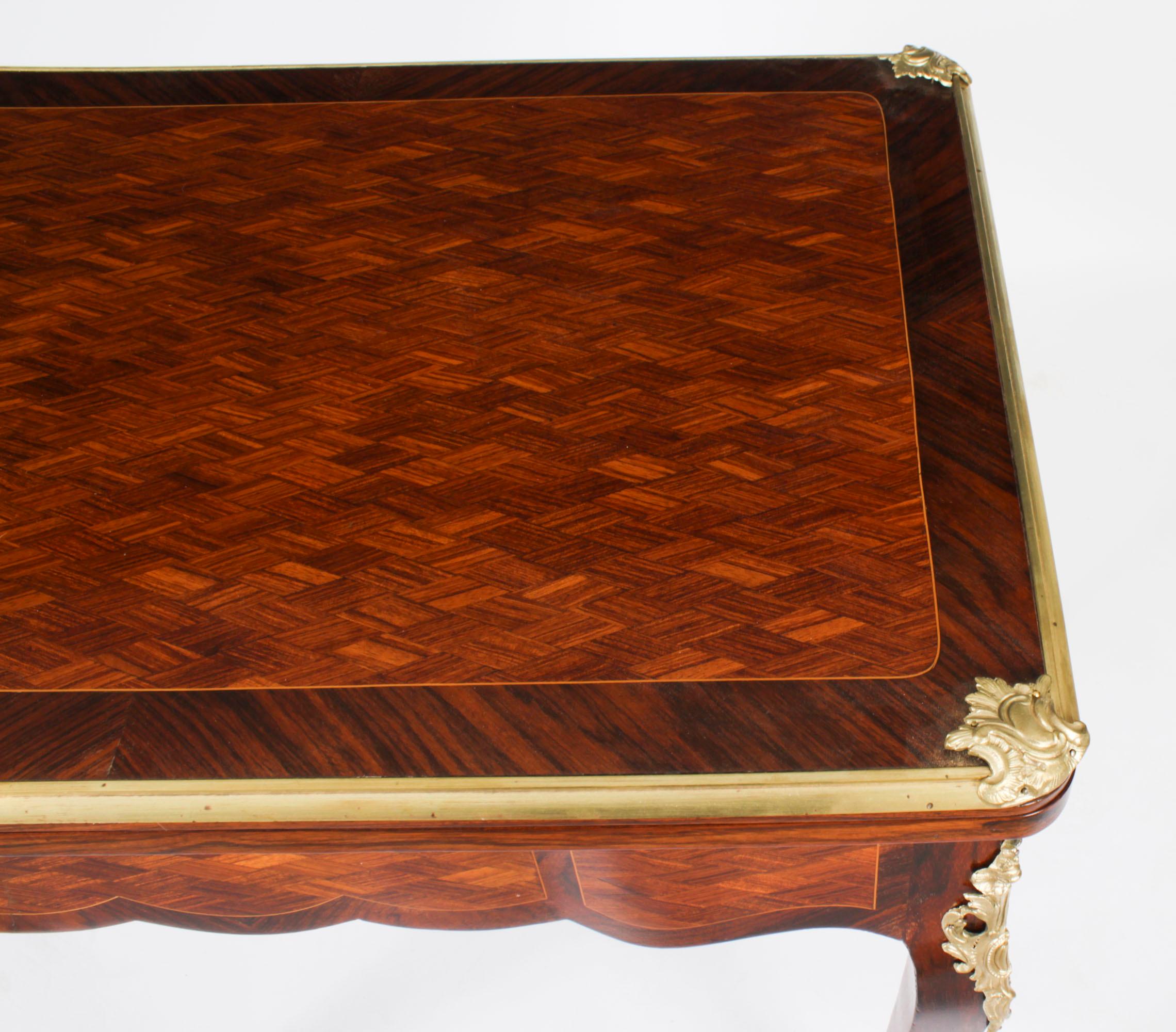 Antiker französischer Backgammon-Tisch aus Wurzelnussholz mit Parkettmuster und Karten, 19. Jahrhundert im Angebot 1