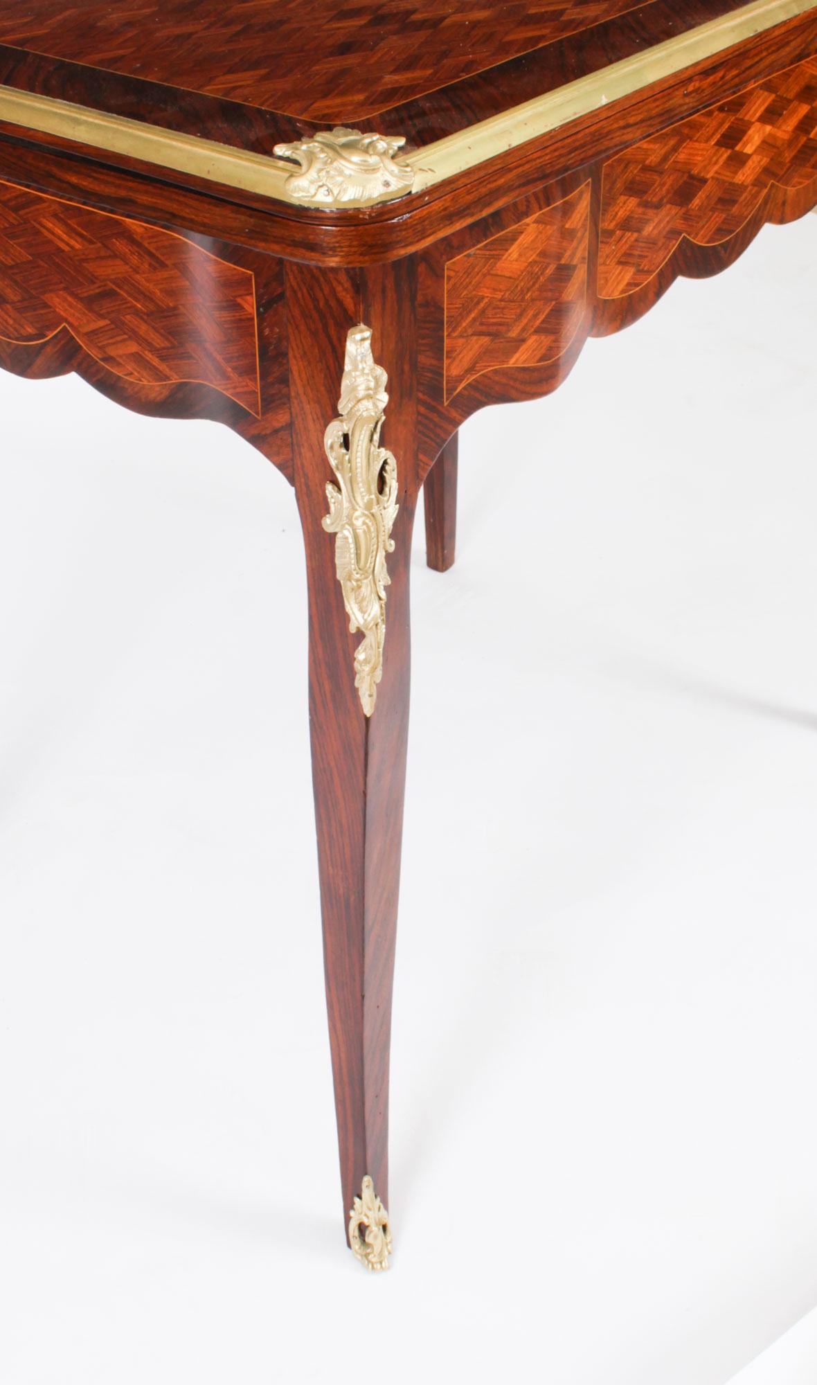 Antique French Burr Walnut Parquetry Card Backgammon Table 19th Century For Sale 4