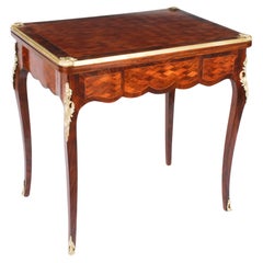 Used French Burr Walnut Parquetry Card Backgammon Table 19th Century