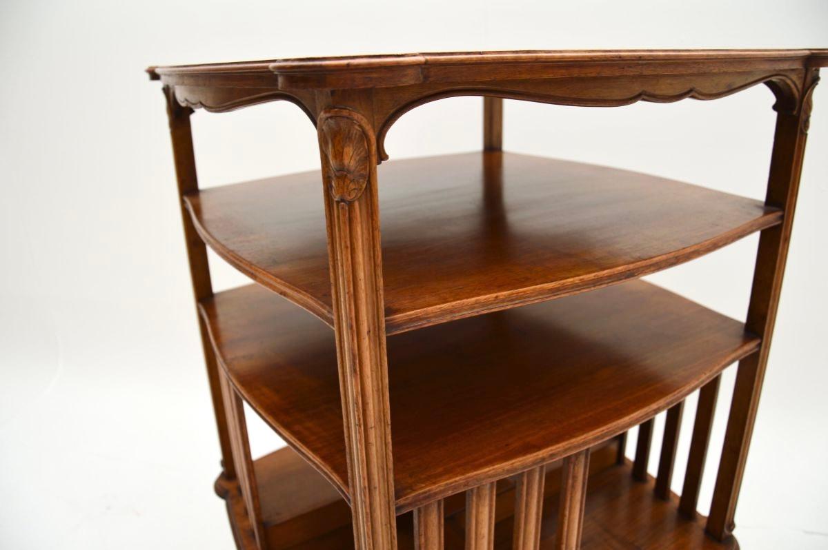 Antique French Burr Walnut Revolving Bookcase For Sale 2