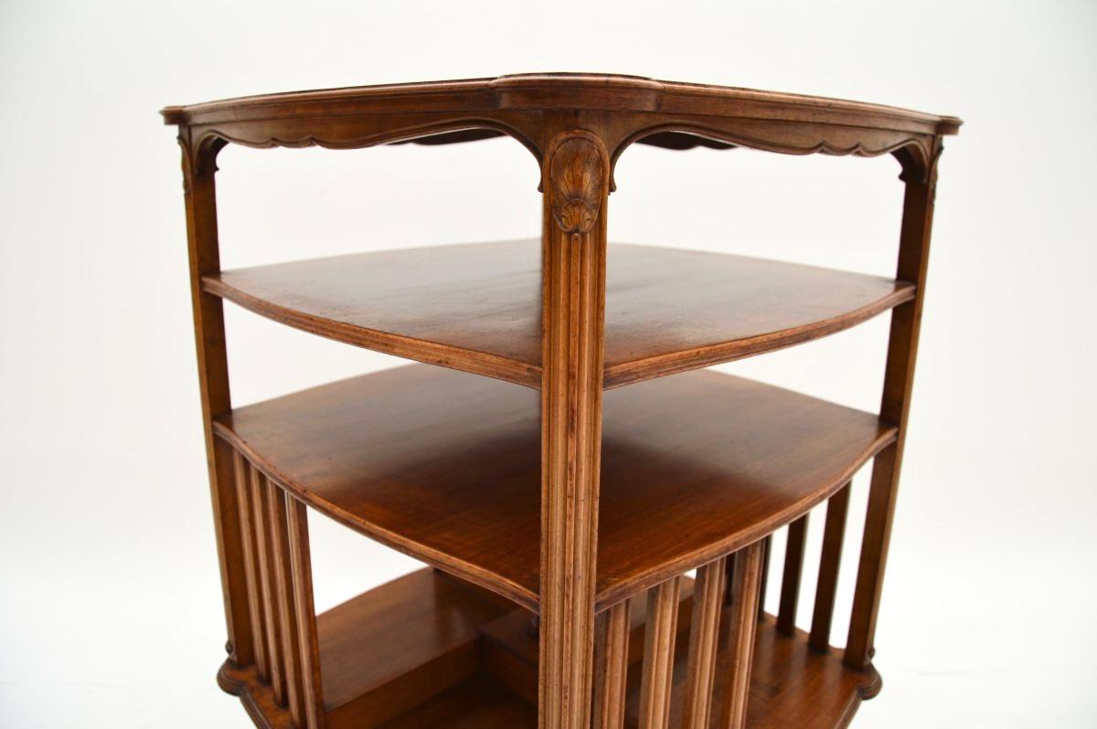 Antique French Burr Walnut Revolving Bookcase For Sale 3