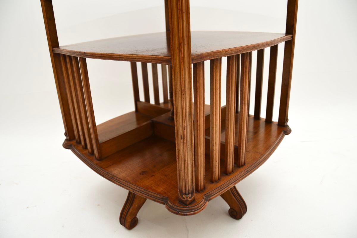 Antique French Burr Walnut Revolving Bookcase For Sale 4