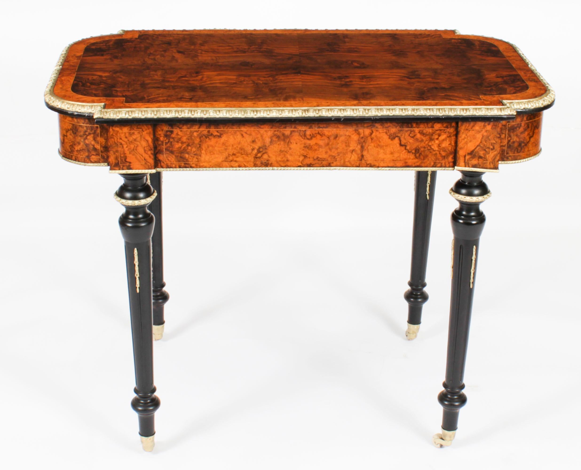 Antique French Burr Walnut Sevres & Ormolu Mounted Writing Table Desk 19th C For Sale 13